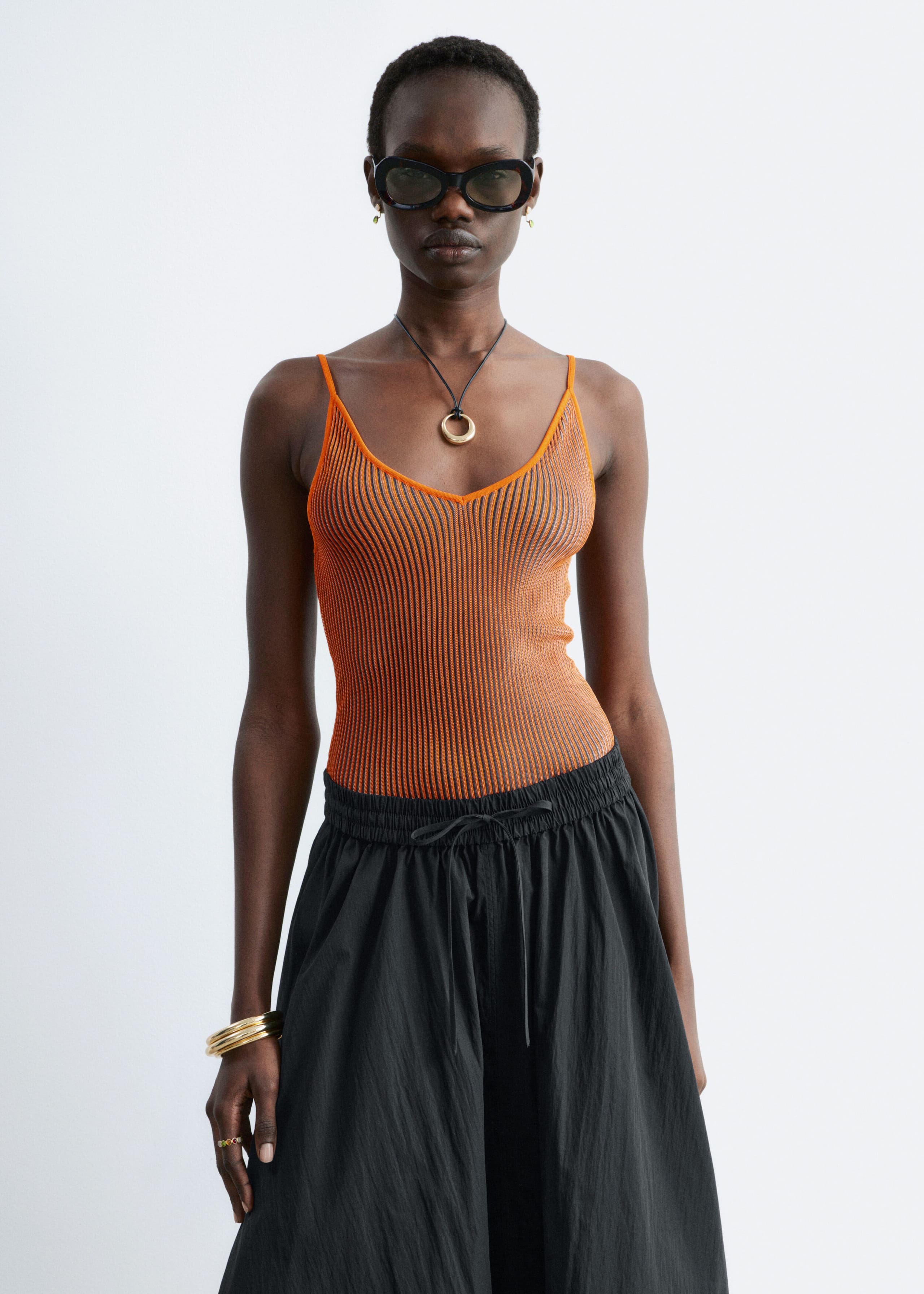 Rib-Knit Camisole - Green - Lookbook