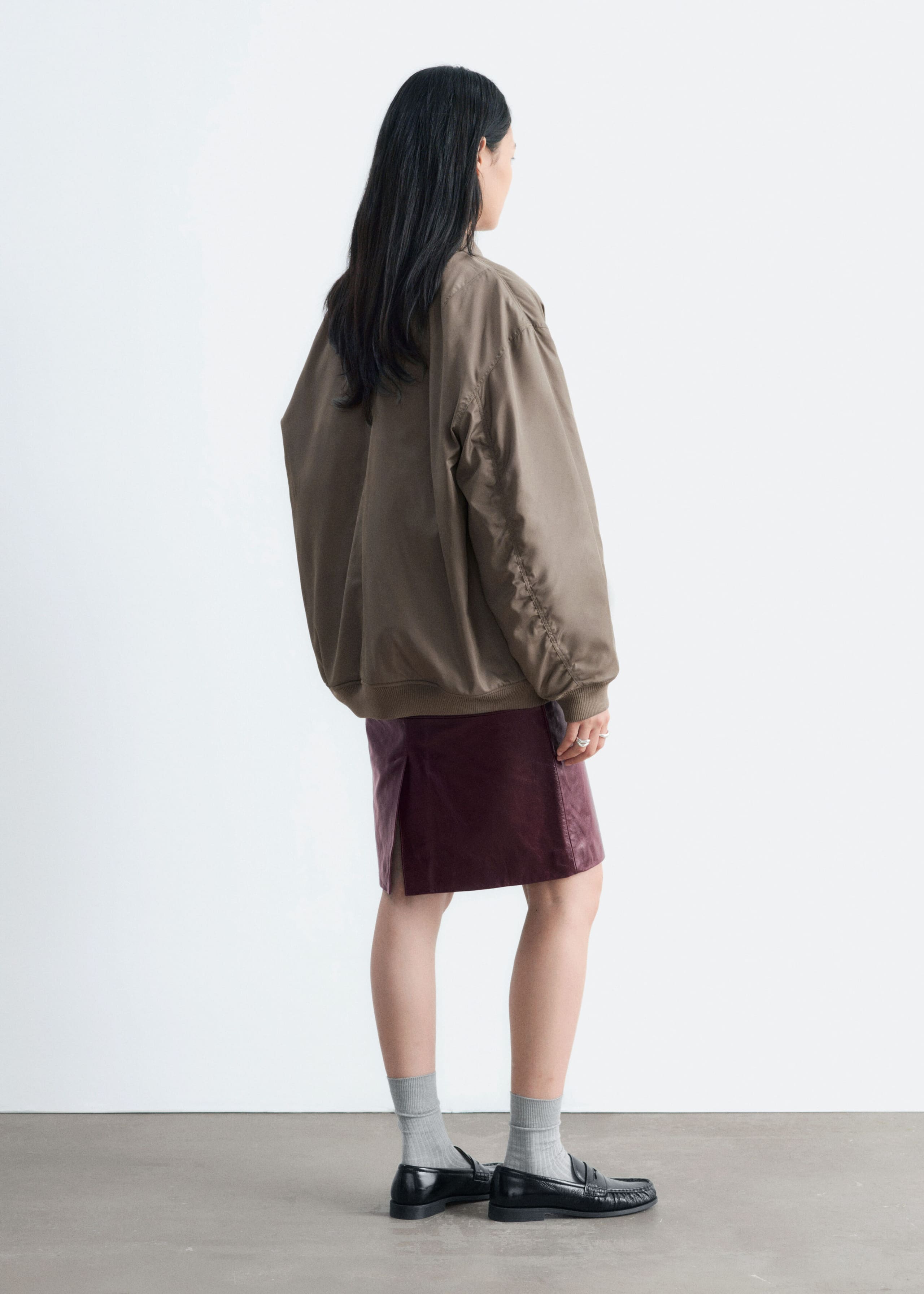 Long Bomber Jacket - Khaki Green - Still Life