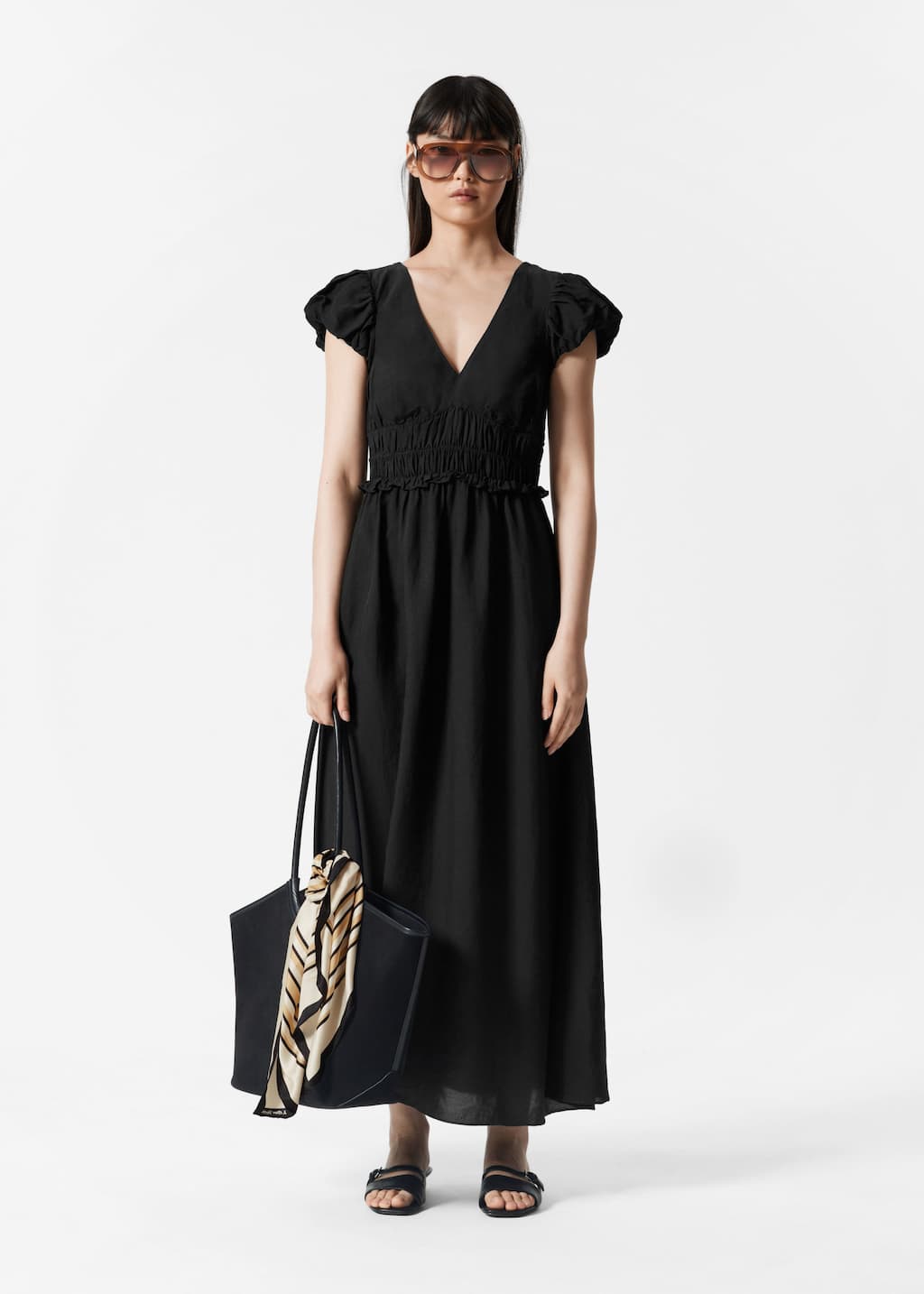 Image of Abito midi con maniche a palloncino