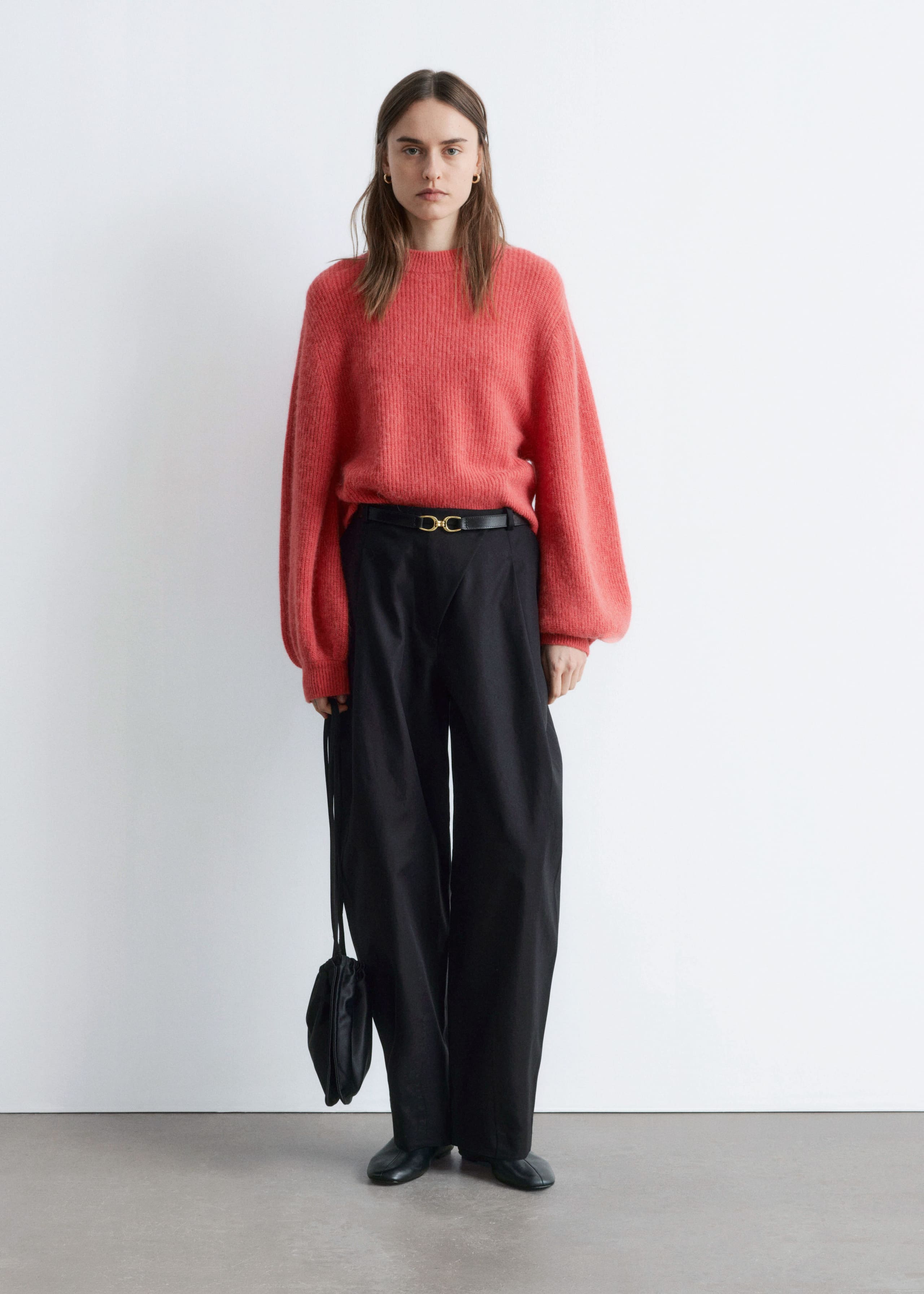 Image of Alpaca-Blend Balloon-Sleeve Jumper