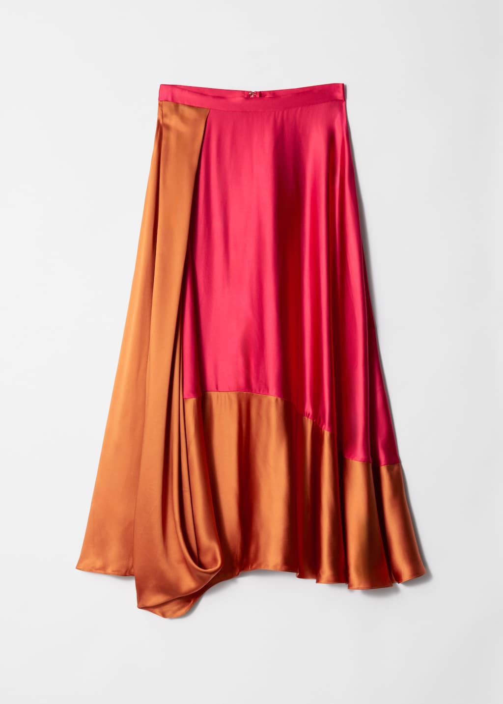 Image of Jupe midi contrastée en satin