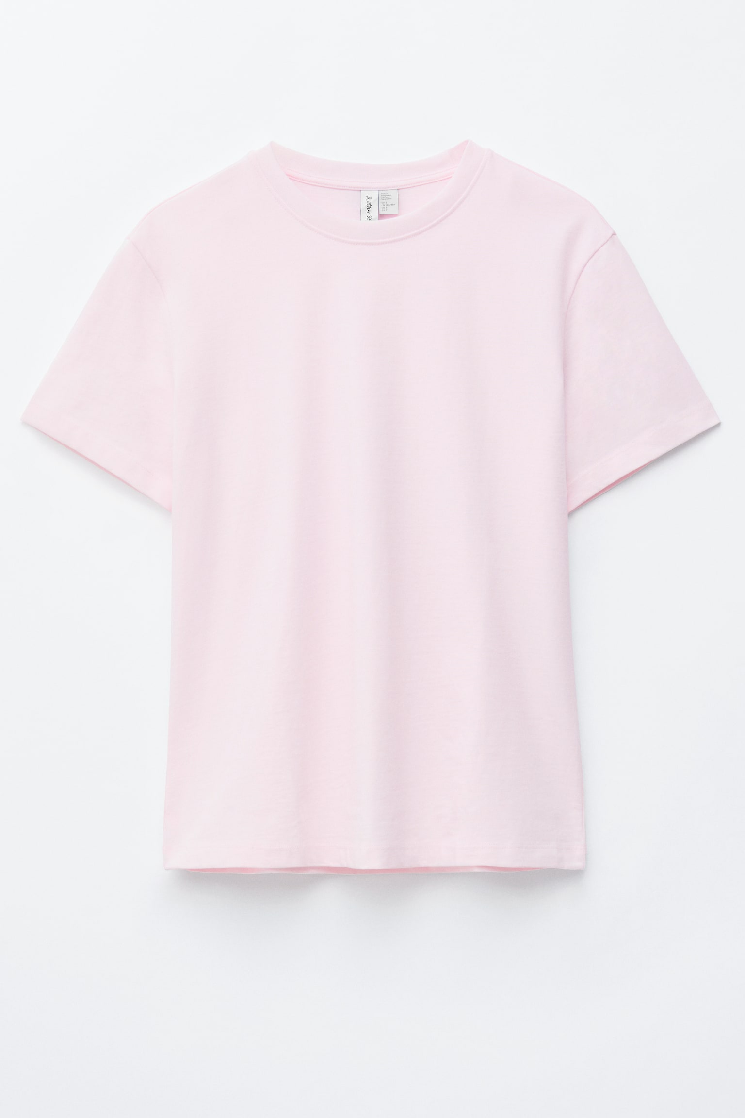 T-Shirt aus Baumwolle mit Rundhalsausschnitt - Hellrosa/Gelb/Schwarz/Weiß/Navyblau/weiß gestreift/Dunkelbraun/Hellblau/Rot - 1