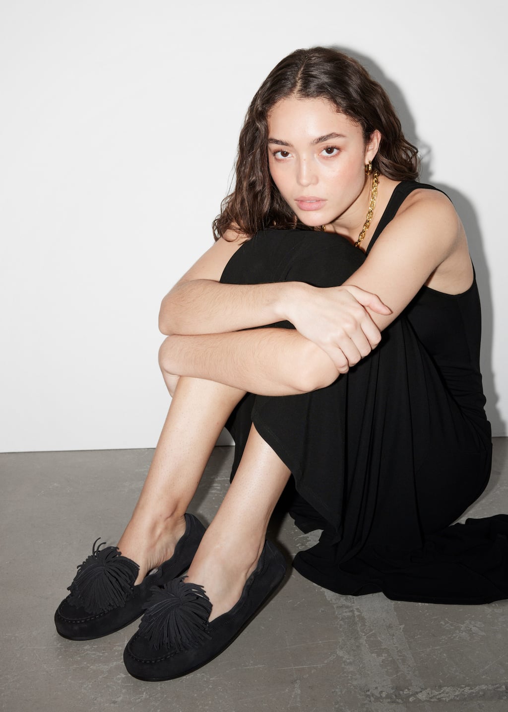 Image of Pompom Suede Loafers