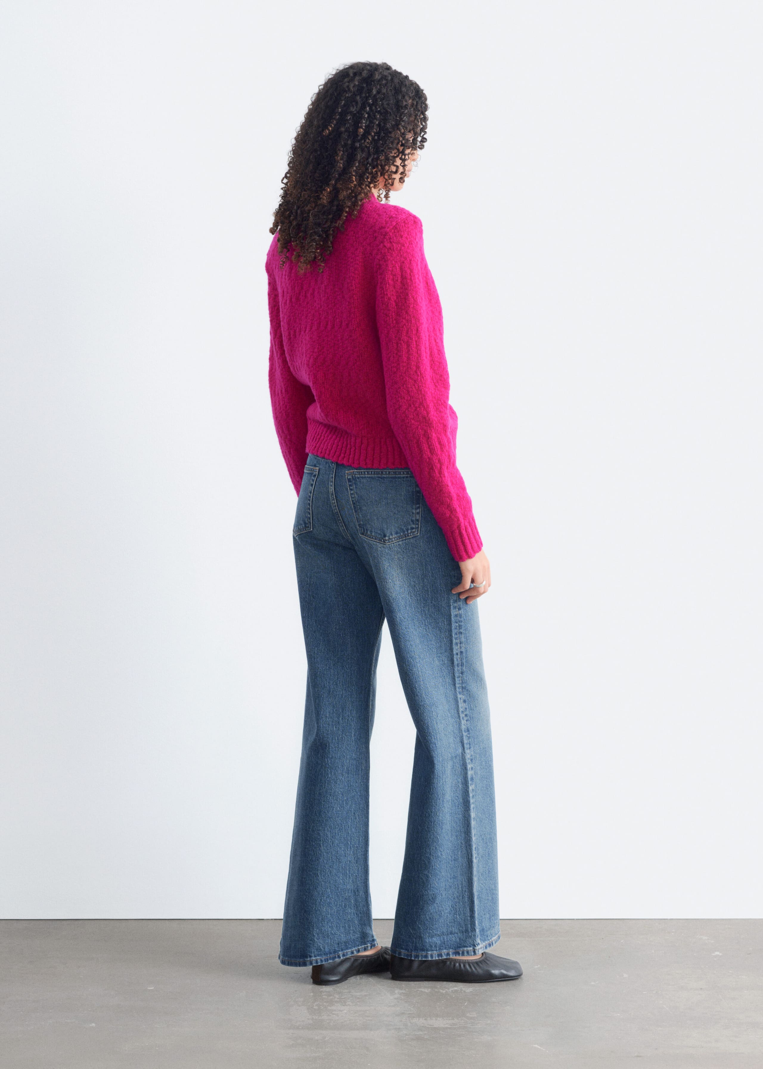 Wool-Cotton Bouclé Jumper - Dark pink - Lookbook