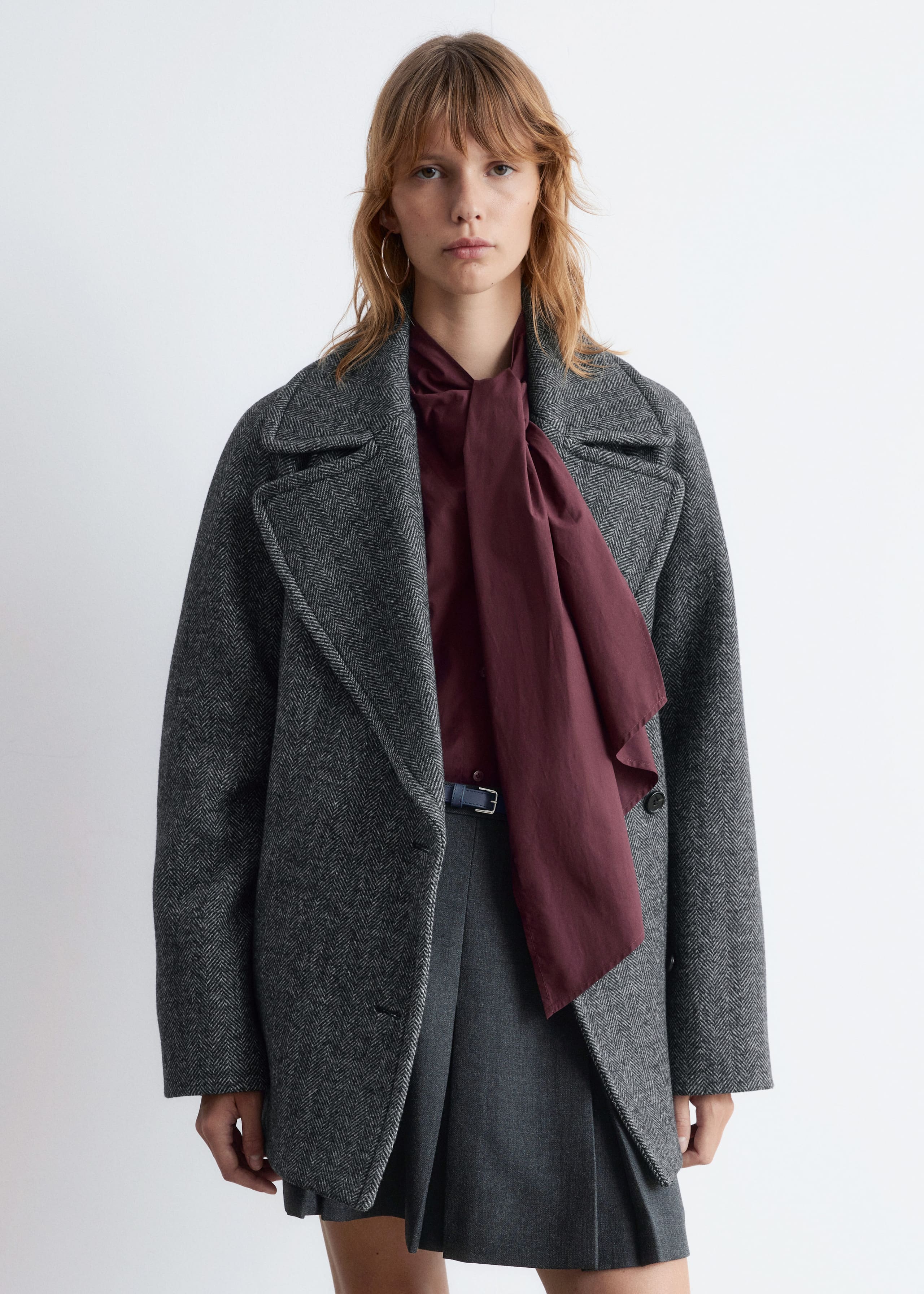 Image of Short Double-Breasted Wool Coat