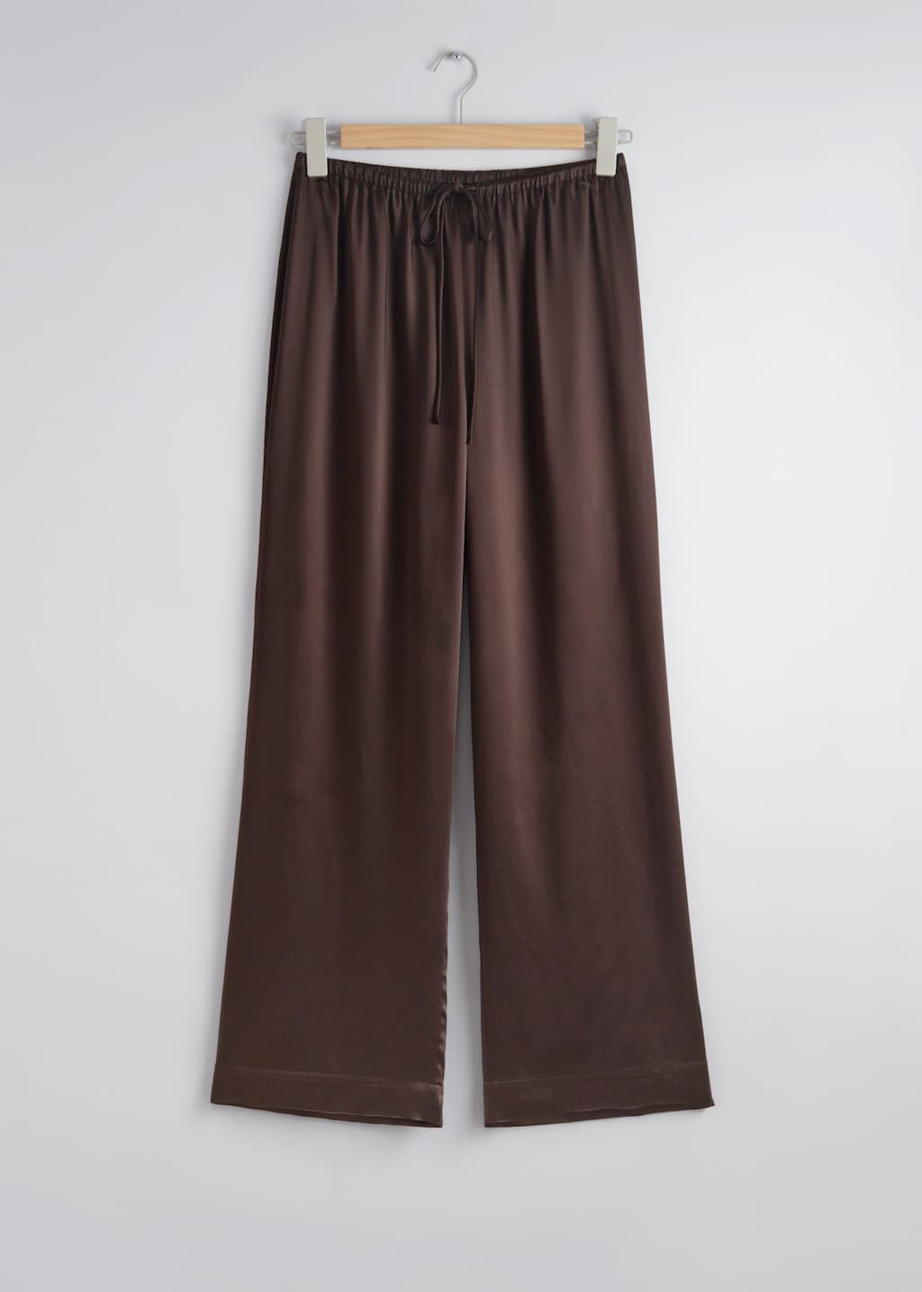 Pantaloni in raso con coulisse - Marrone - Natura morta