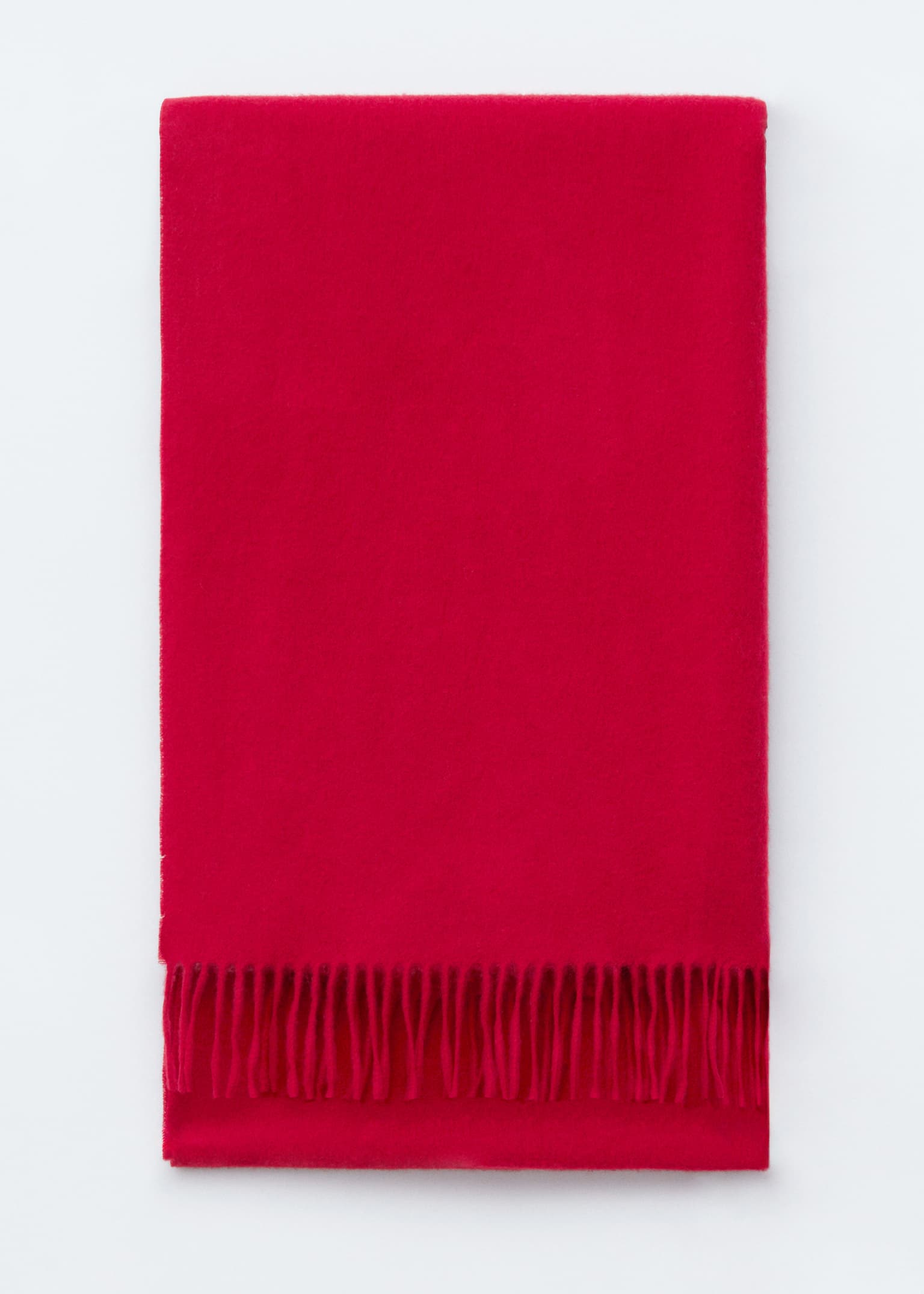Fringed Wool Blanket Scarf - Ruby Red/Light Yellow/Burgundy