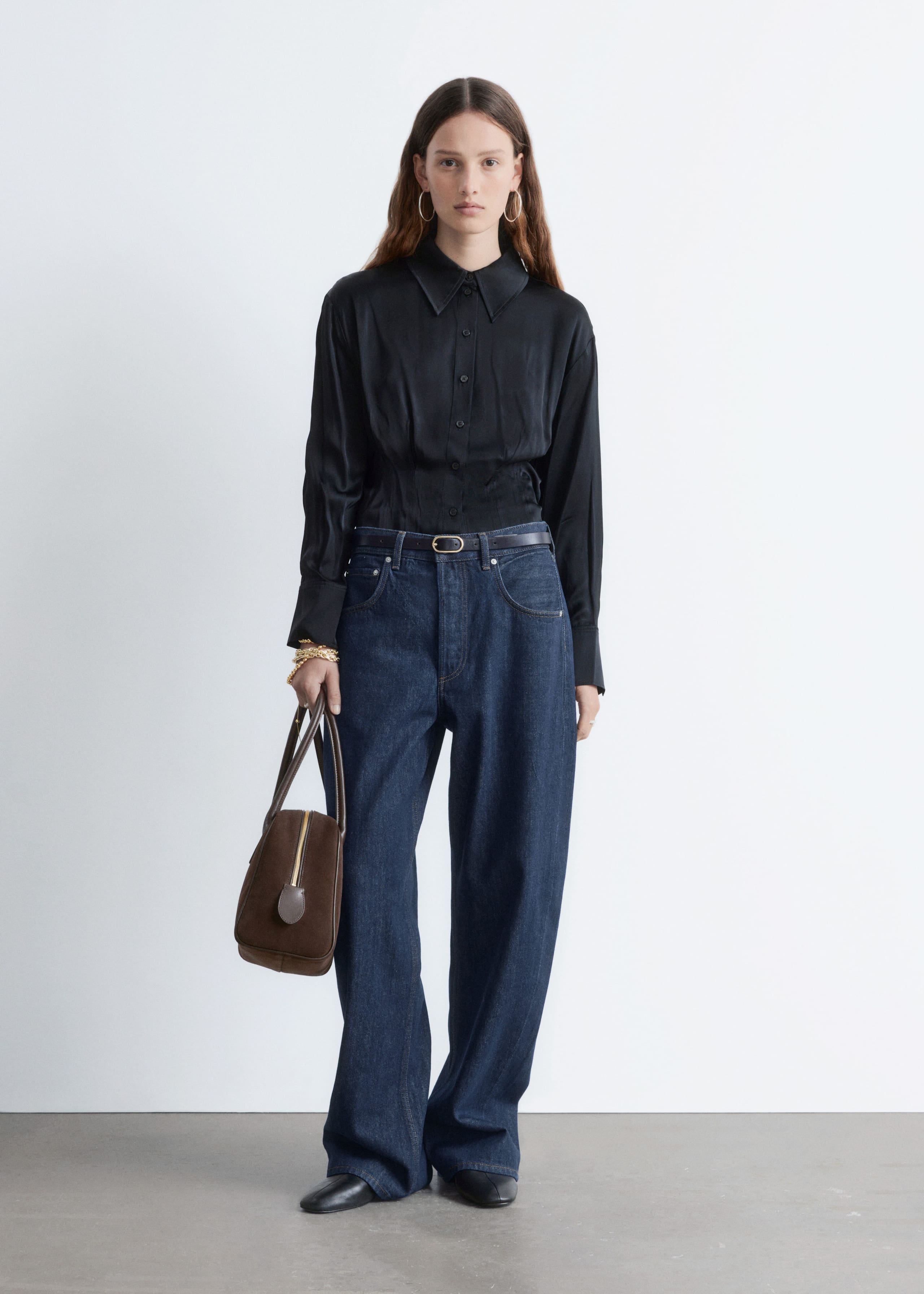 Image of Tapered Satin Shirt