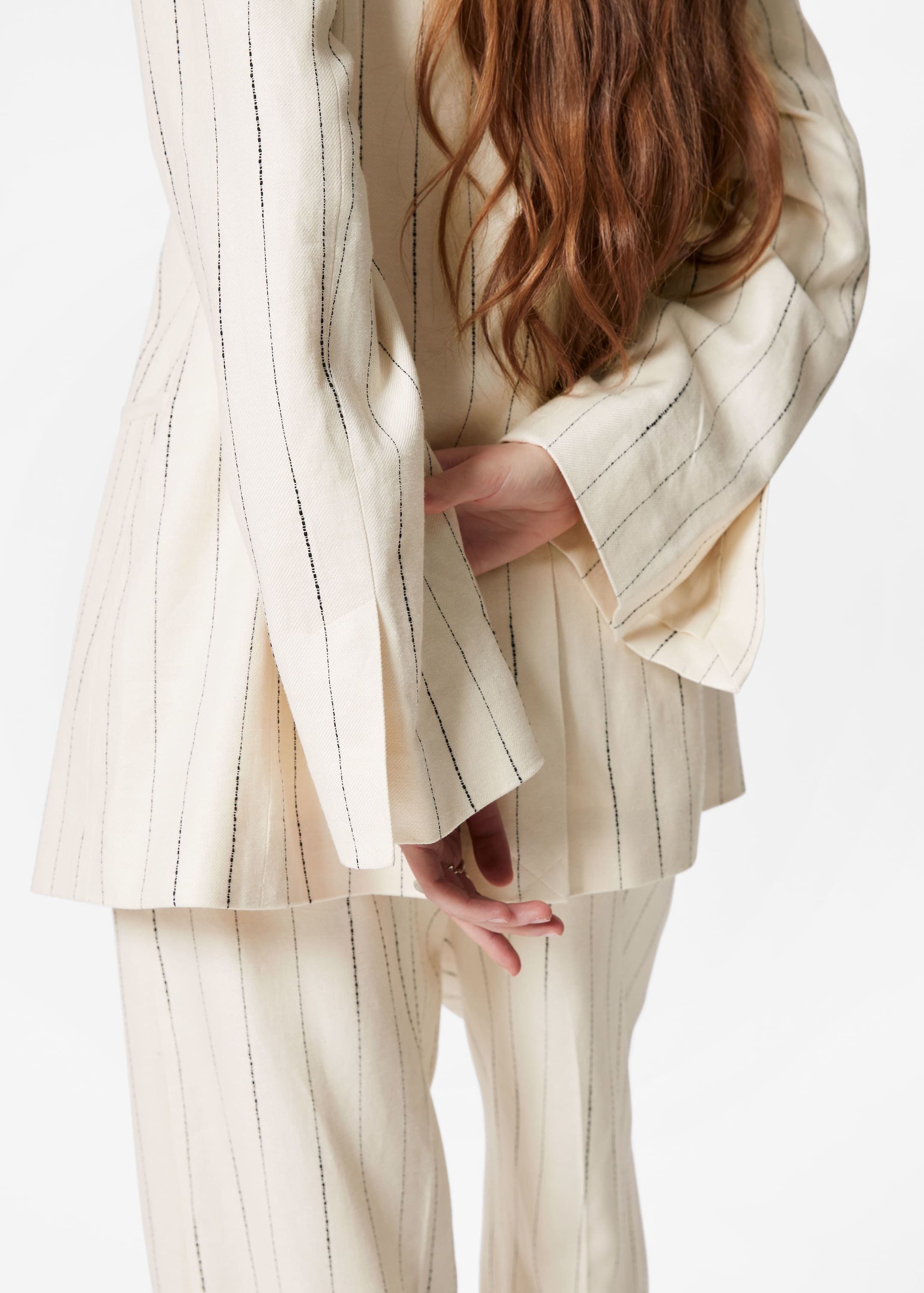 Ingrandisci l'immagine: Single-Breasted Relaxed Blazer - White Pinstripe - DONNA | H&M CH 3