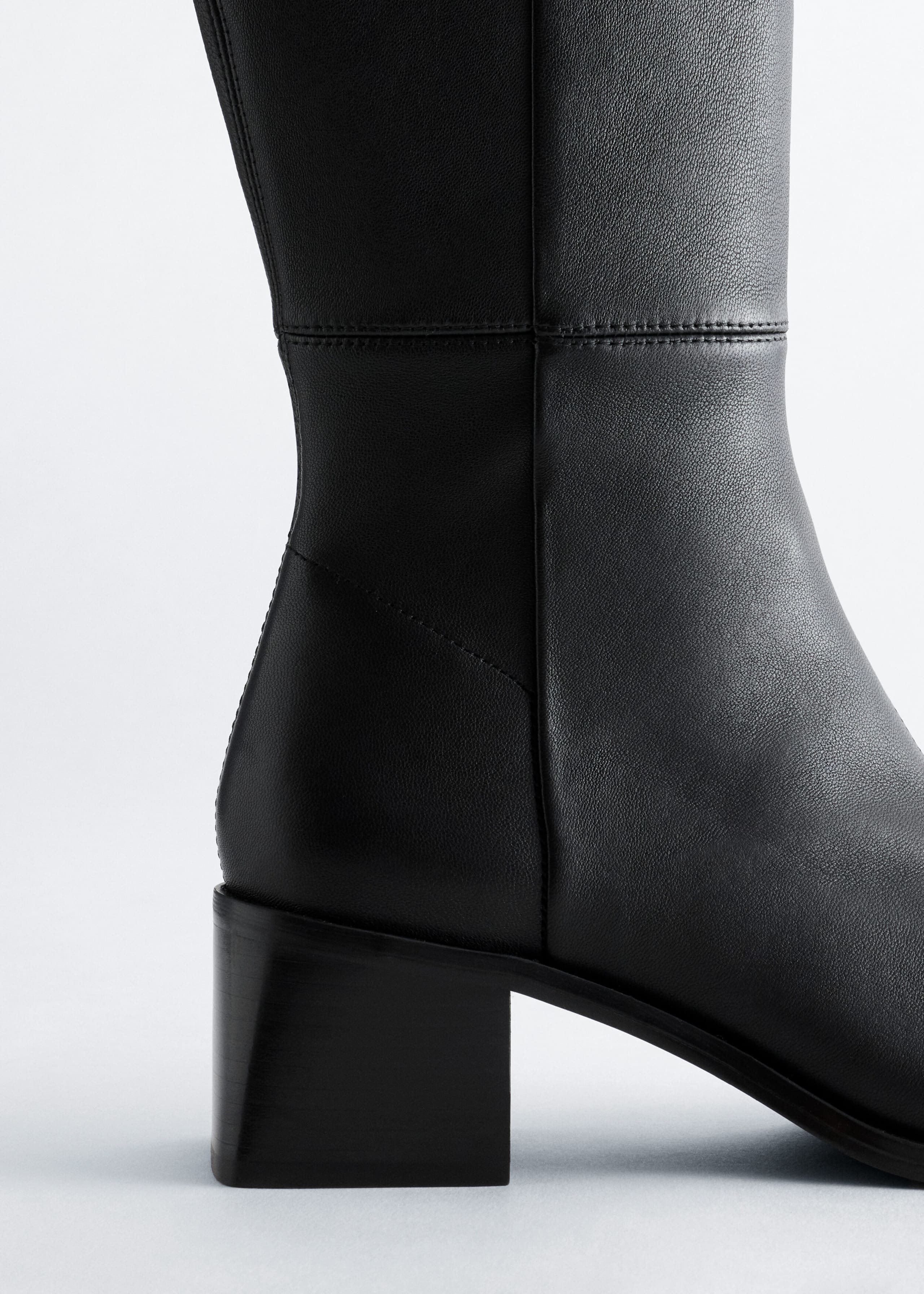 High-Shaft Leather Sock Boot - {{variantName}} - Descriptive Detail