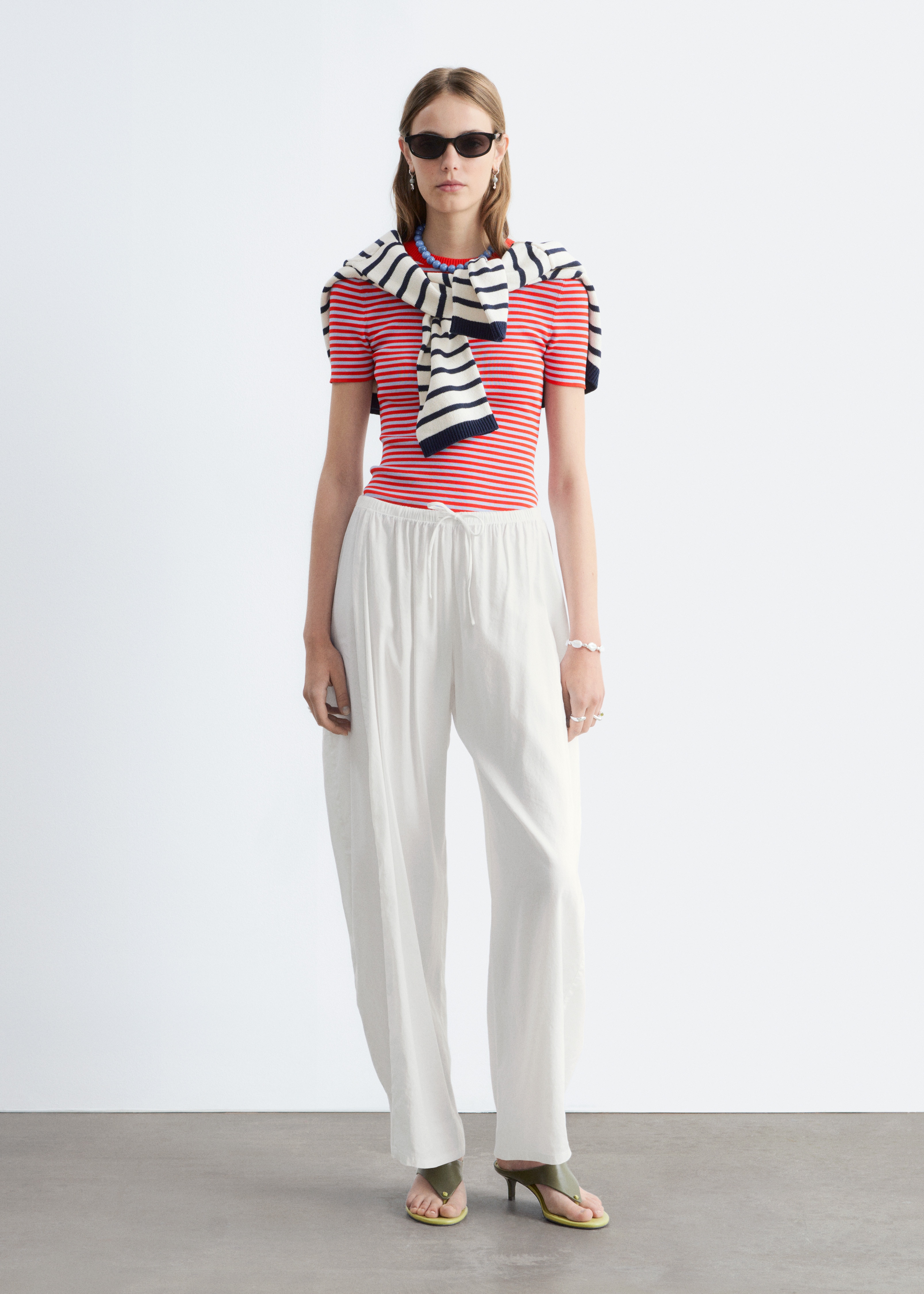 Broek met wijde pijpen - Wit/Zwart