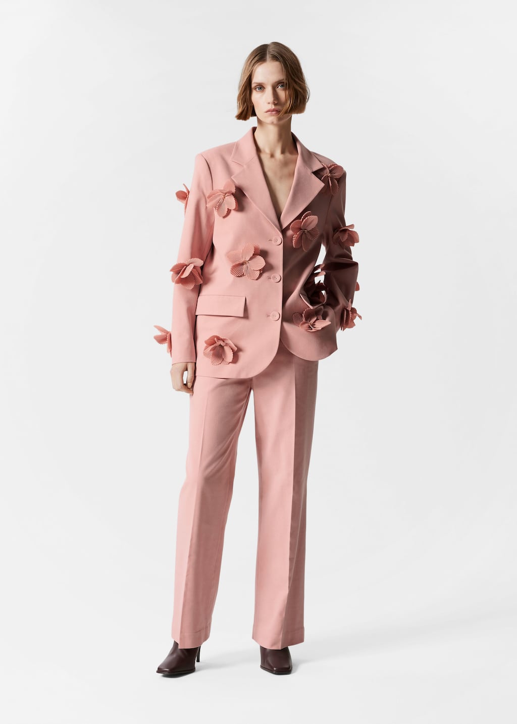 Floral-Appliqué Blazer - Pink - Lookbook