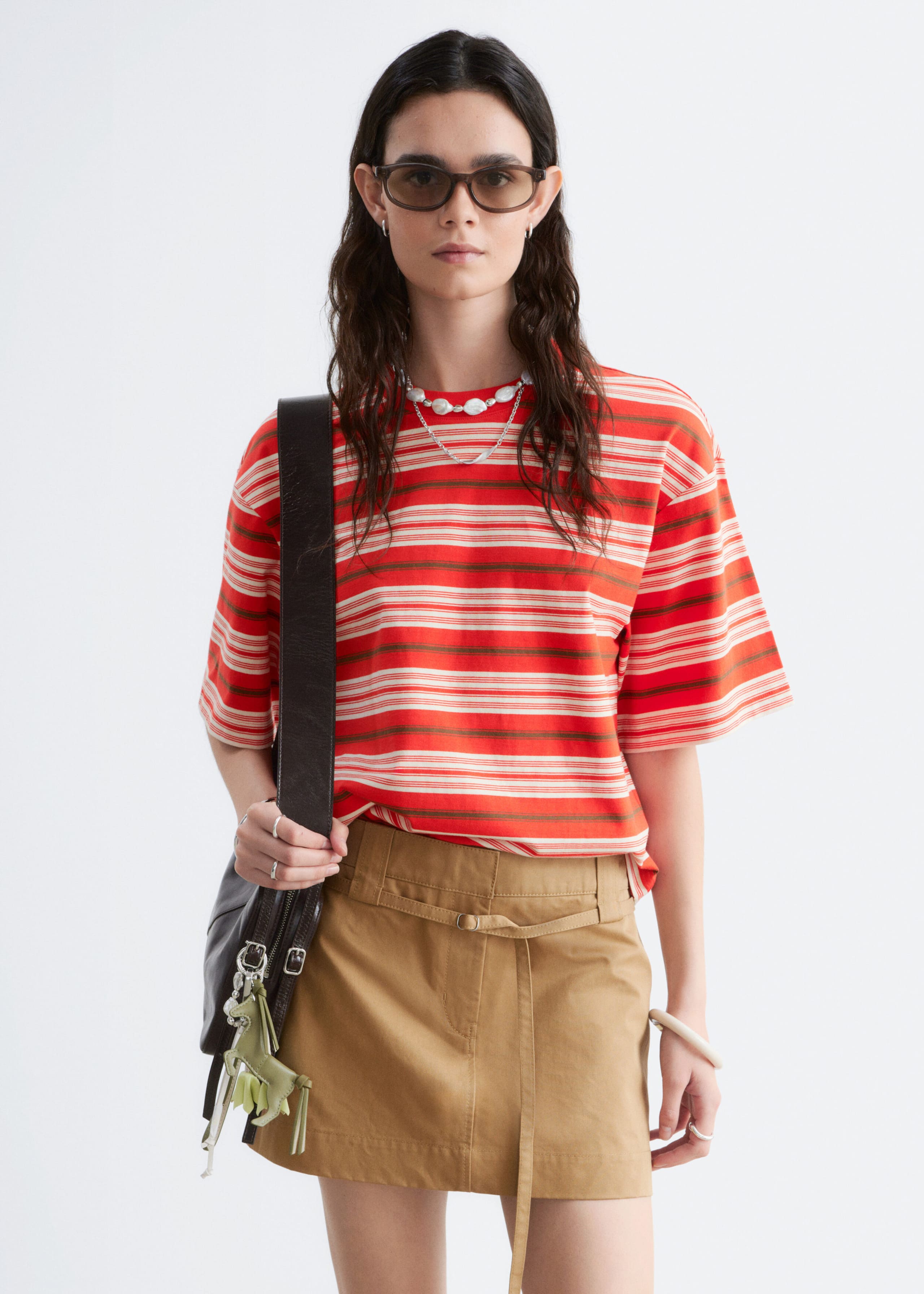 Kastenförmiges T-Shirt - Rot/Weiß/Gestreift - Lookbook