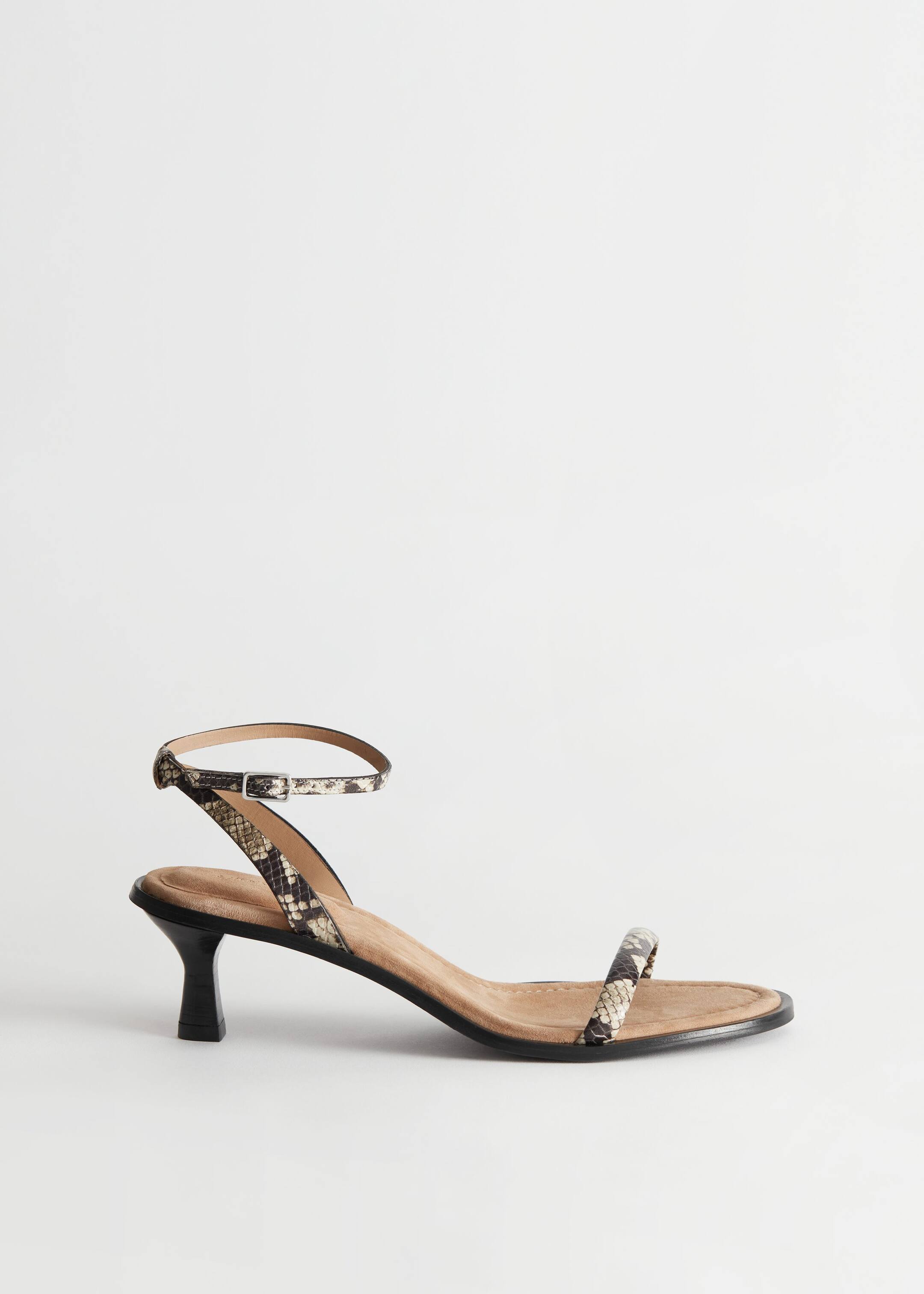 Grösseres Bild ansehen: Riemensandalen aus Leder mit Kitten-Heel - Schlangenprint - DAMEN | H&M CH 1