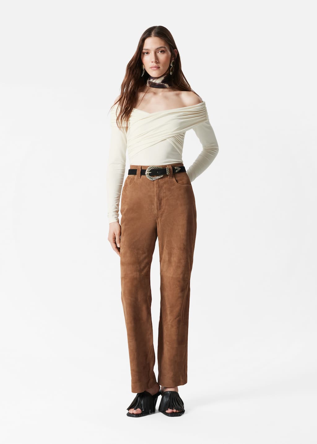 Ruched Off-Shoulder Top - Cream - Lookbook