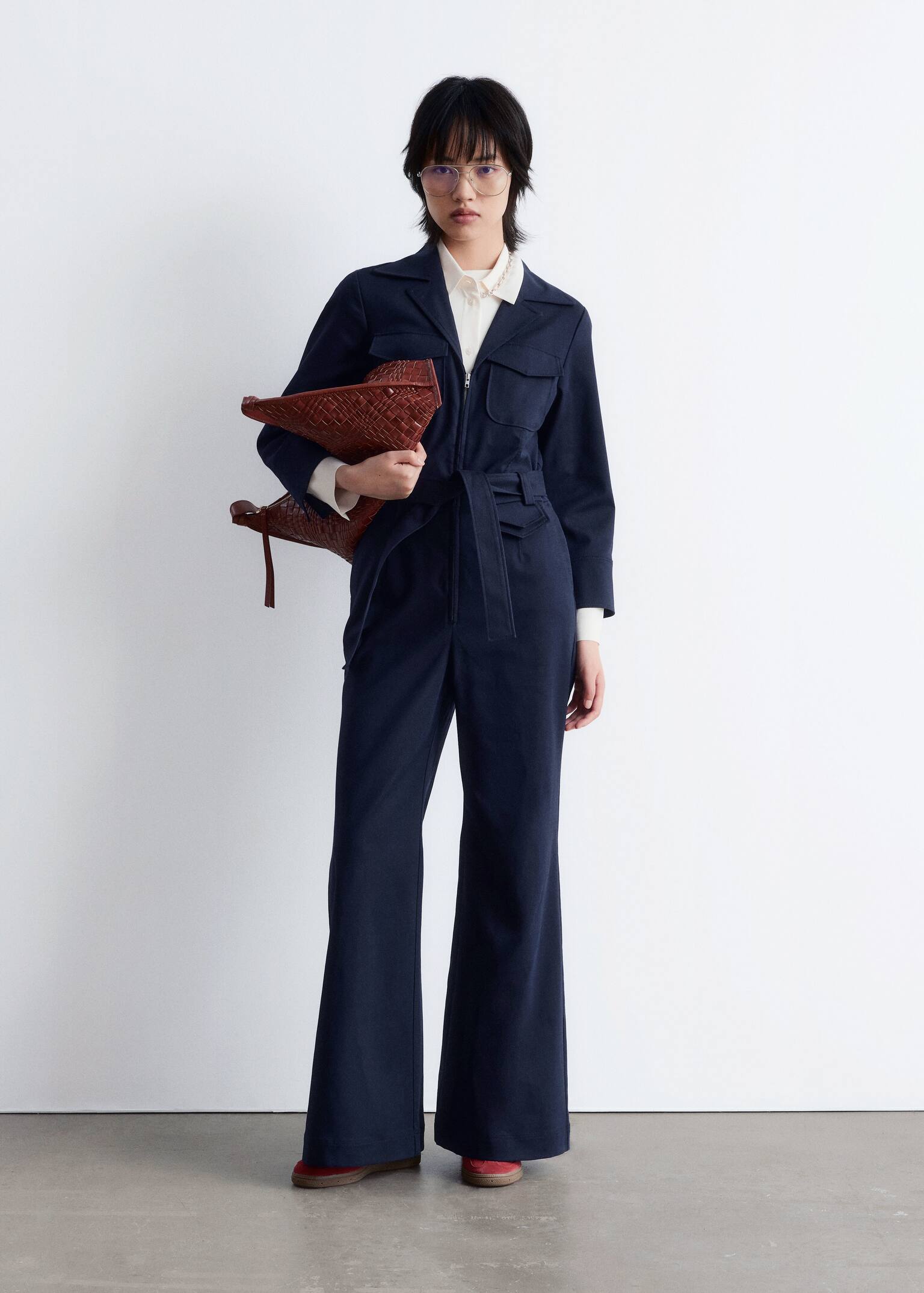 Belted Utility Jumpsuit - Dark Blue