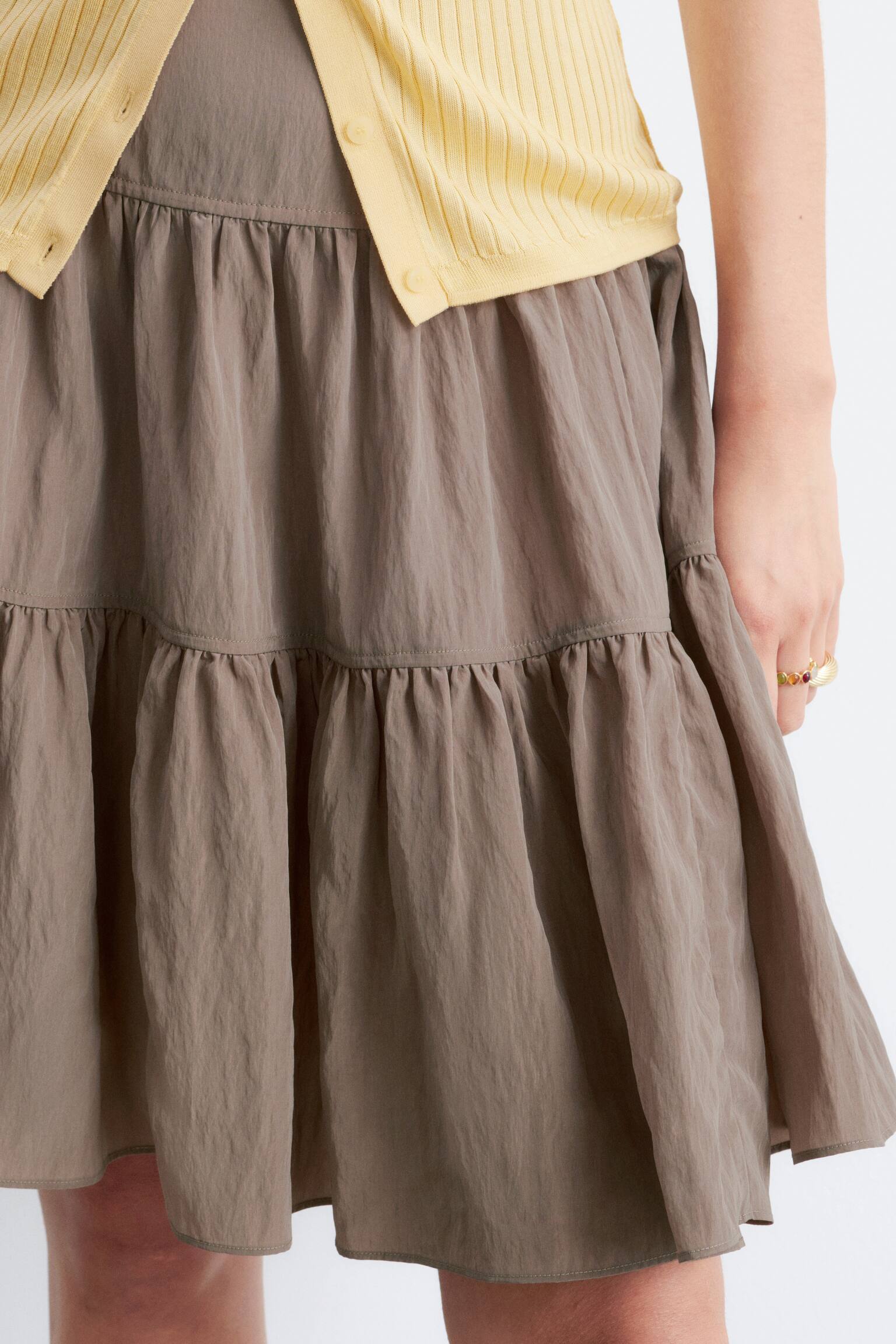 Knielanger Stufenrock - Graubraun - 7