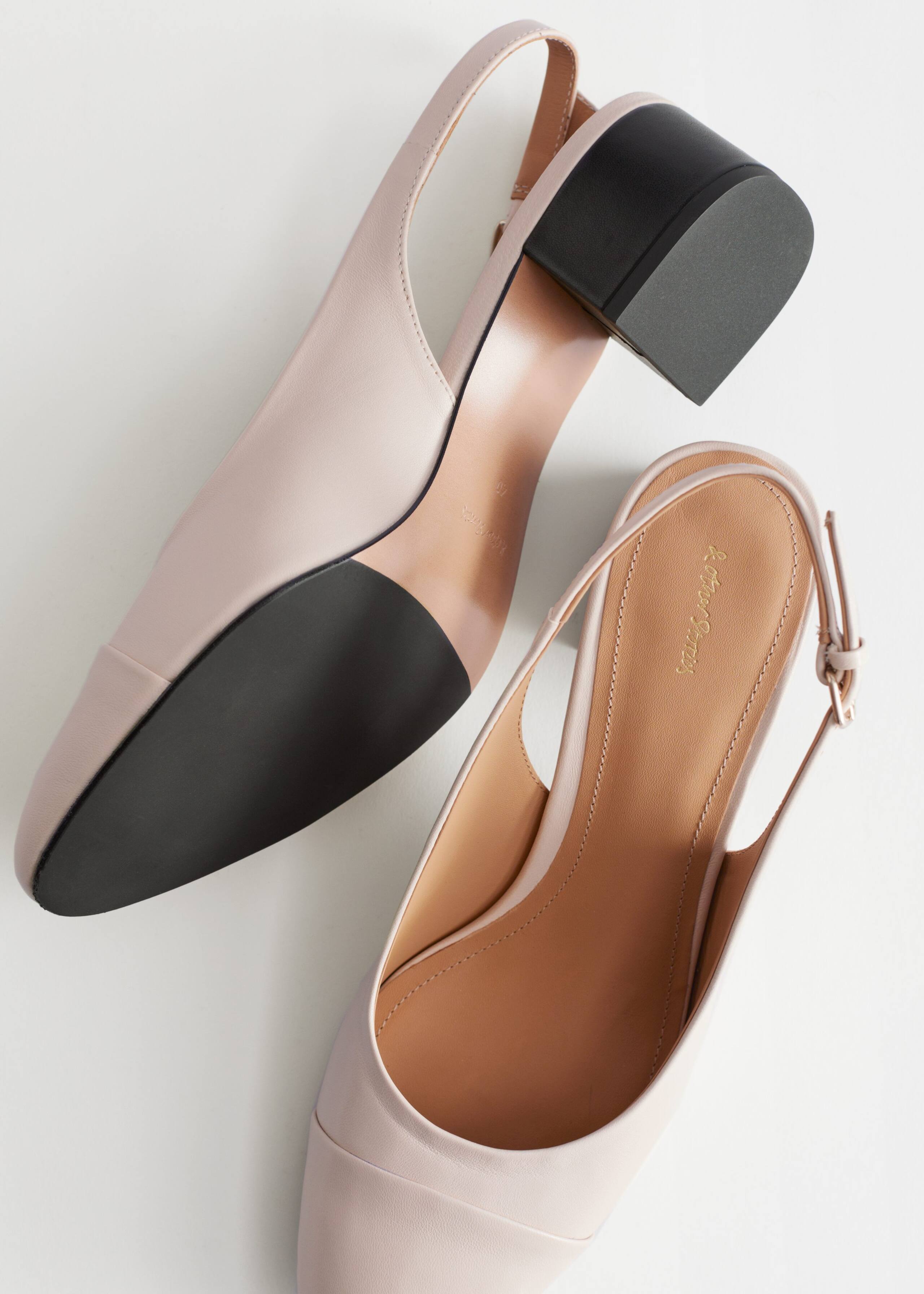 Image of Slingback Block Heel Leather Mules