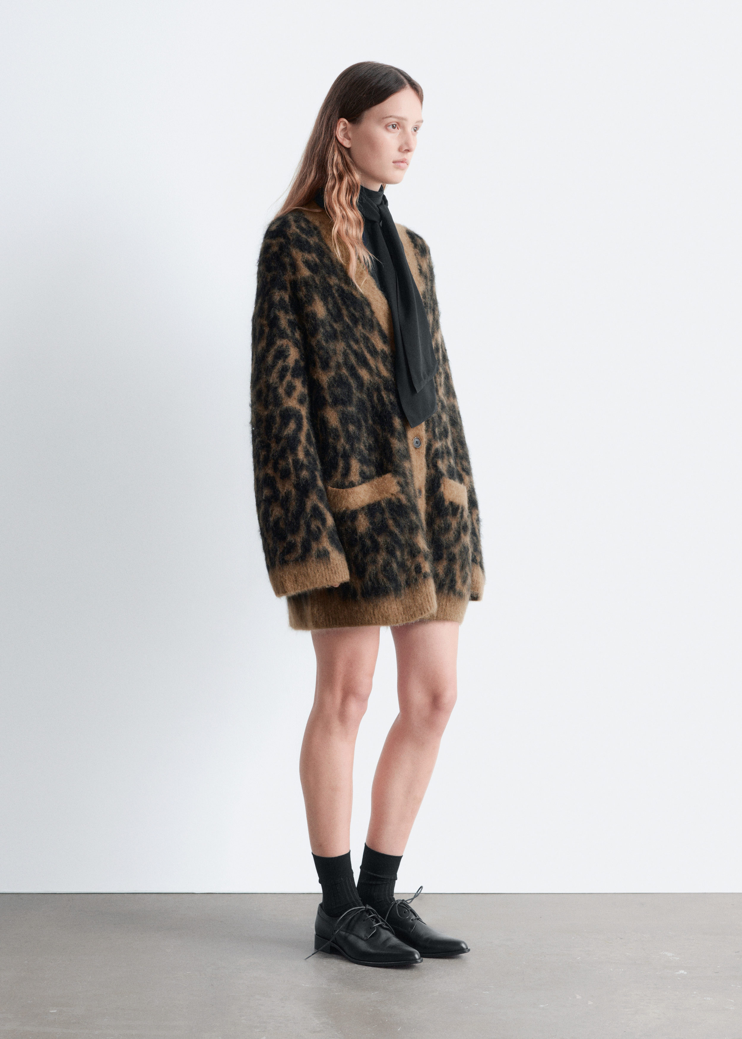 トップス LEOPARD HEAVY MOHAIR CARDIGAN COS Leopard-Jacquard Mohair-Blend Cardigan | endource