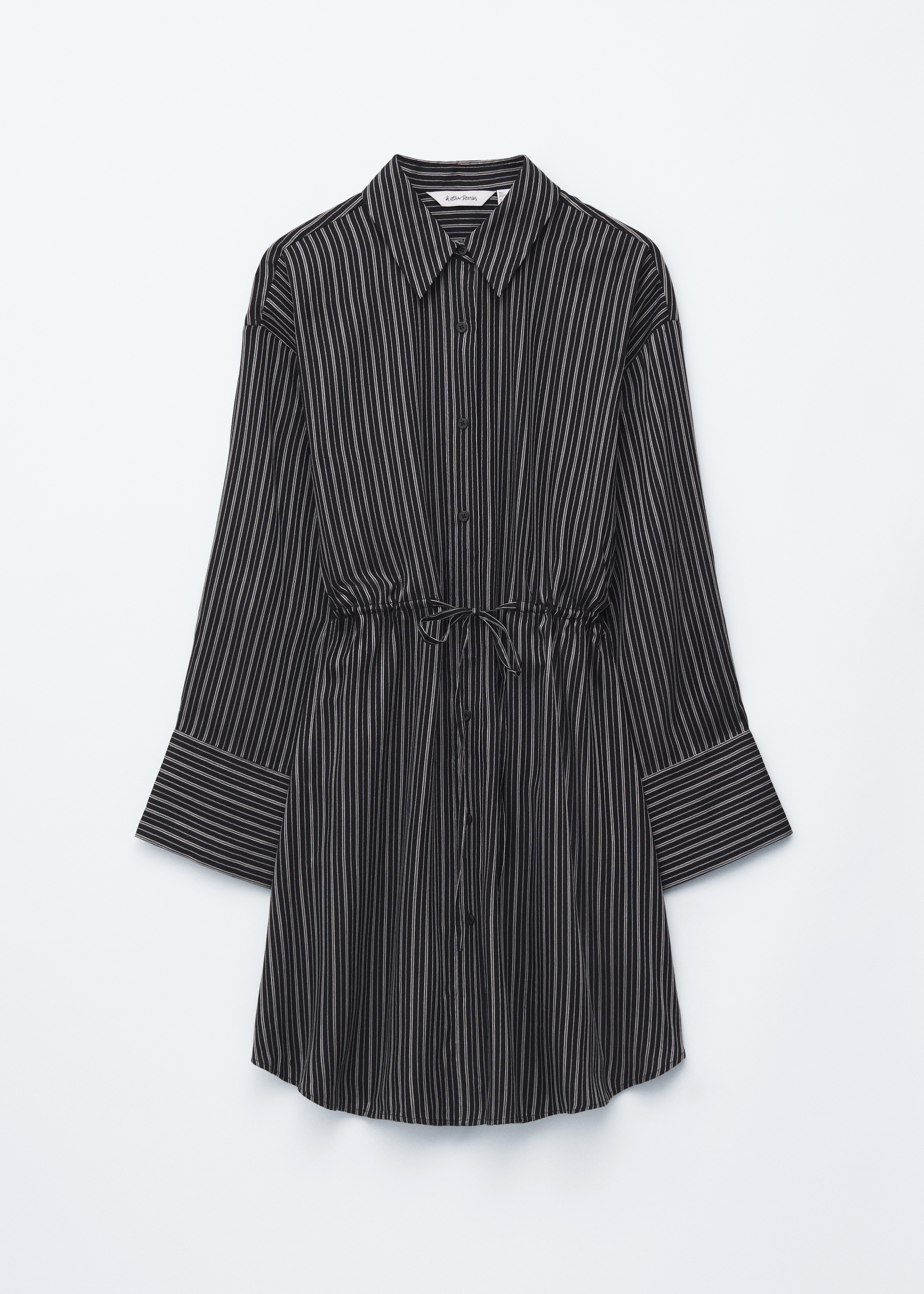 Oversized-Mini-Hemdkleid - Schwarz/Weiß gestreift