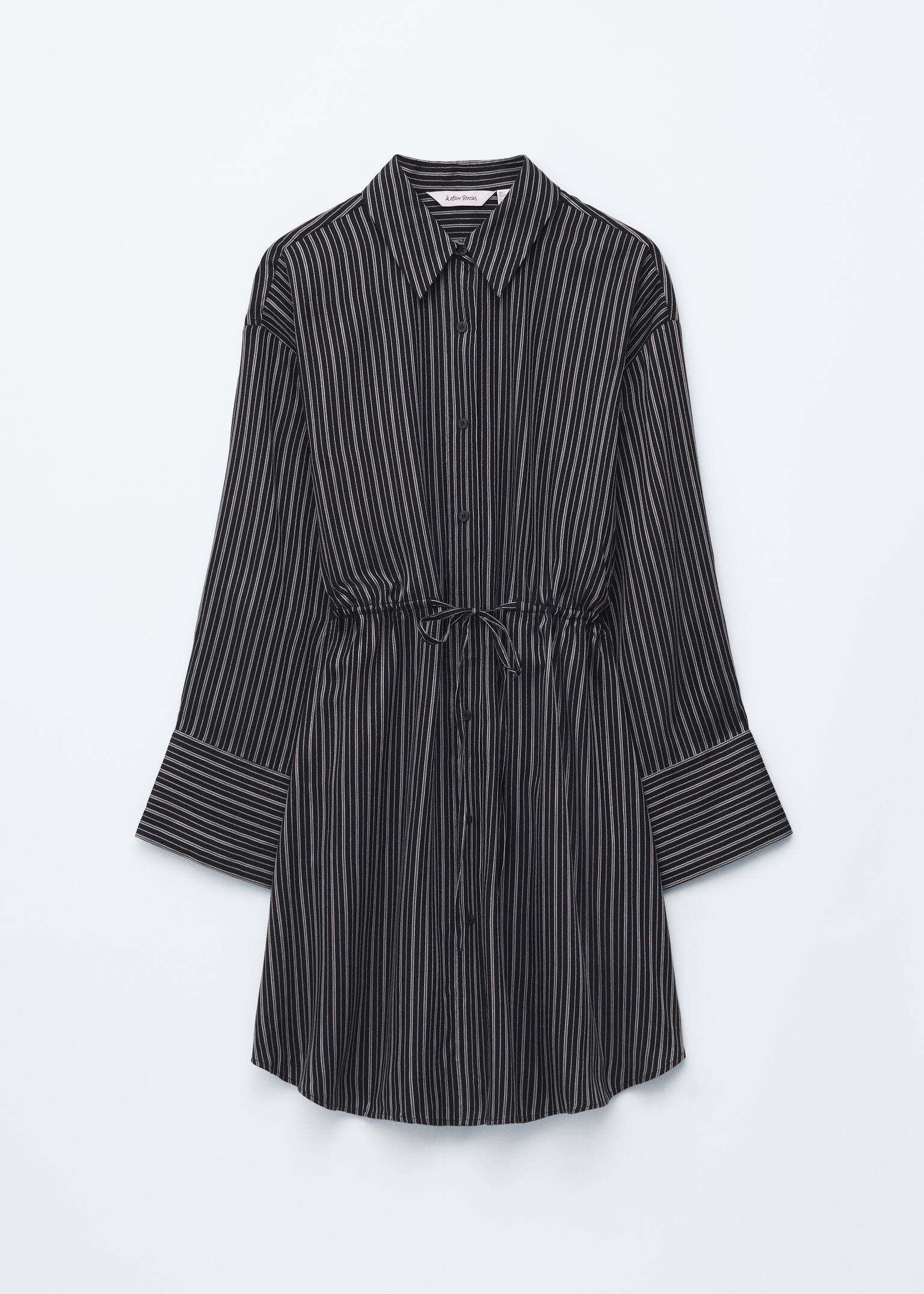 Oversized-Mini-Hemdkleid - Schwarz/Weiß gestreift - 2