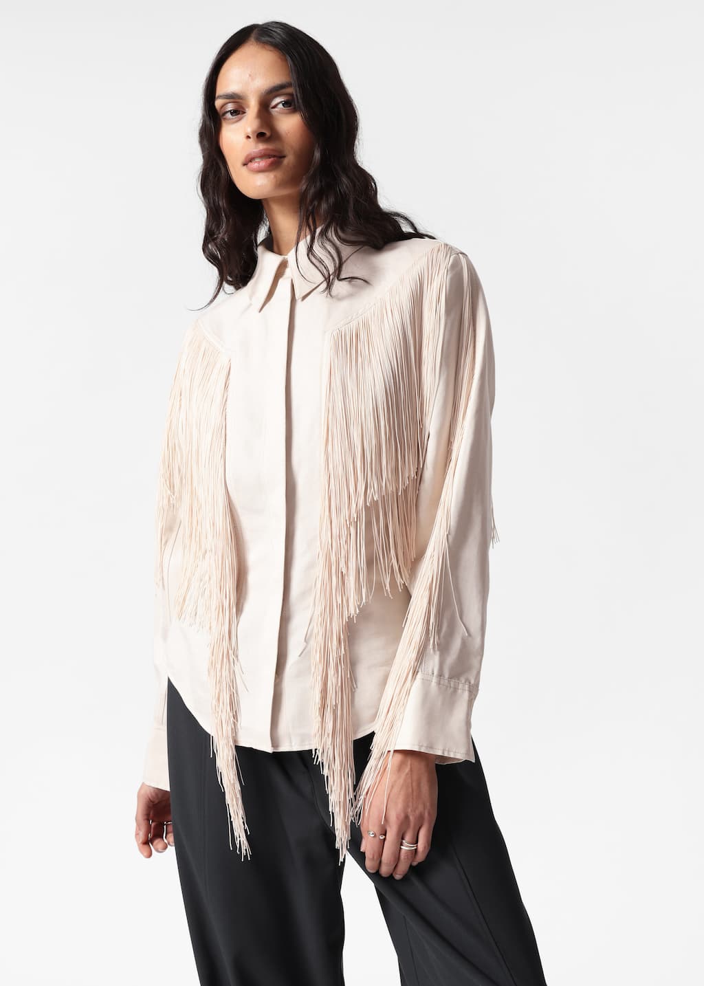 Camisa con flecos - Crema - Lookbook