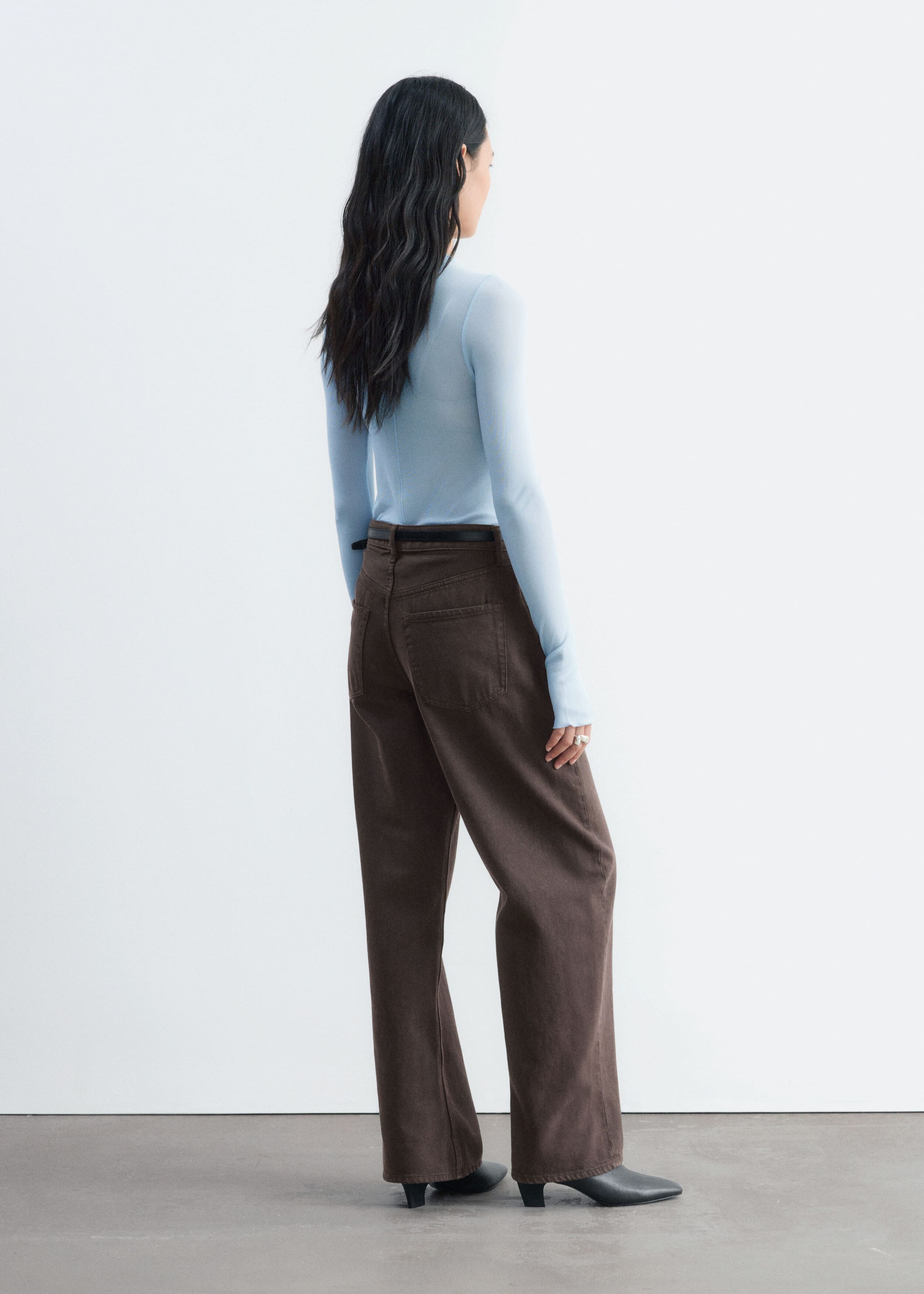 Ribbed Silk Top Light Blue