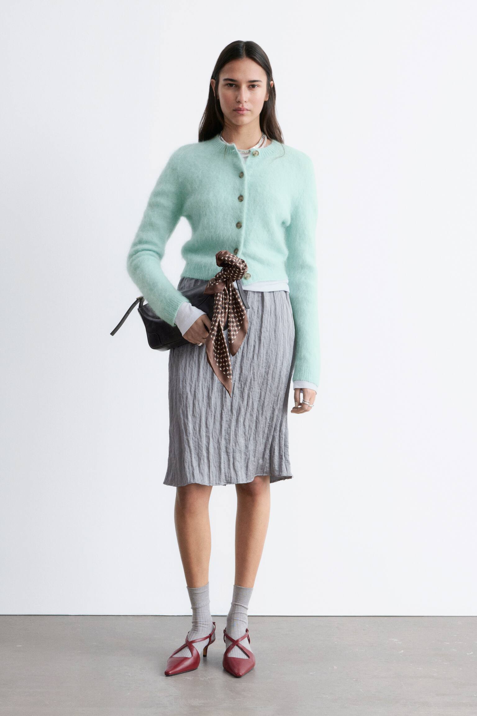 Kardigan z domieszką szczotkowanego moheru - Jasnoturkusowy/Brzoskwiniowy/Kamelowy/Czarny - 4