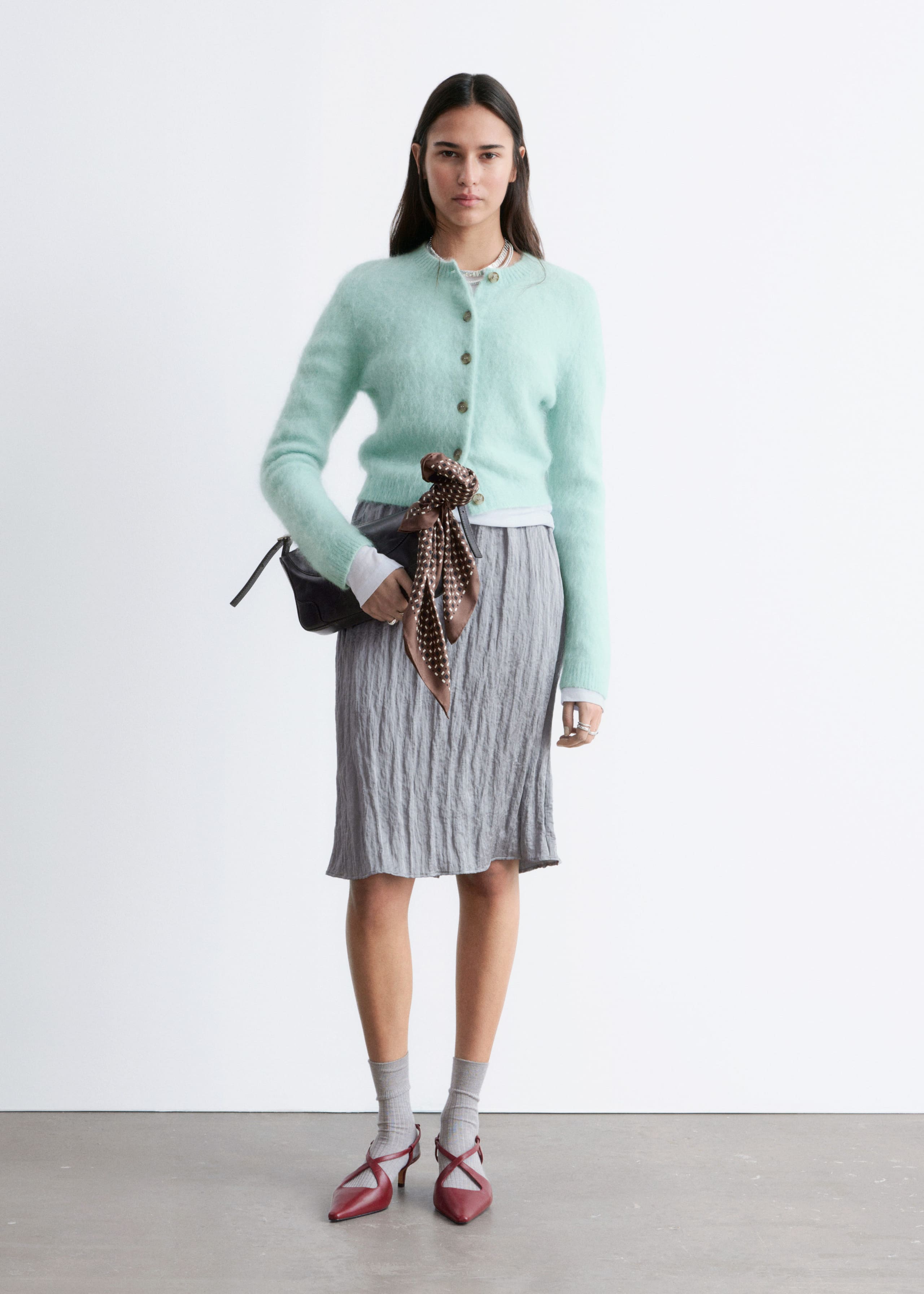 Mohair-Blend Brushed Cardigan - Peach - Lookbook