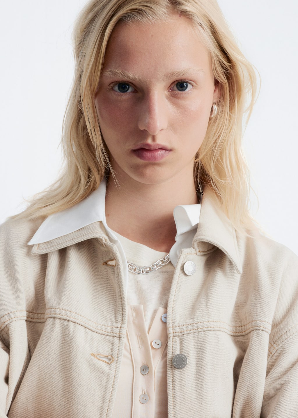 Image of Cropped Tie-Closure Denim Jacket