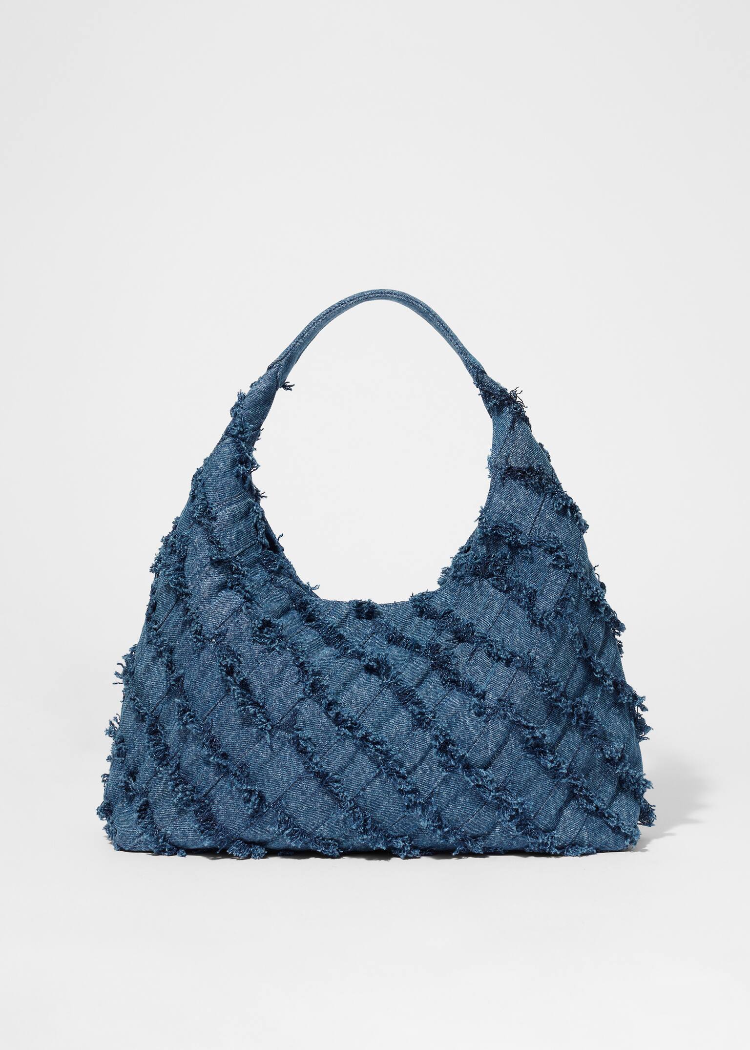 Tragetasche aus Denim in Flechtoptik - Blauer Denim
