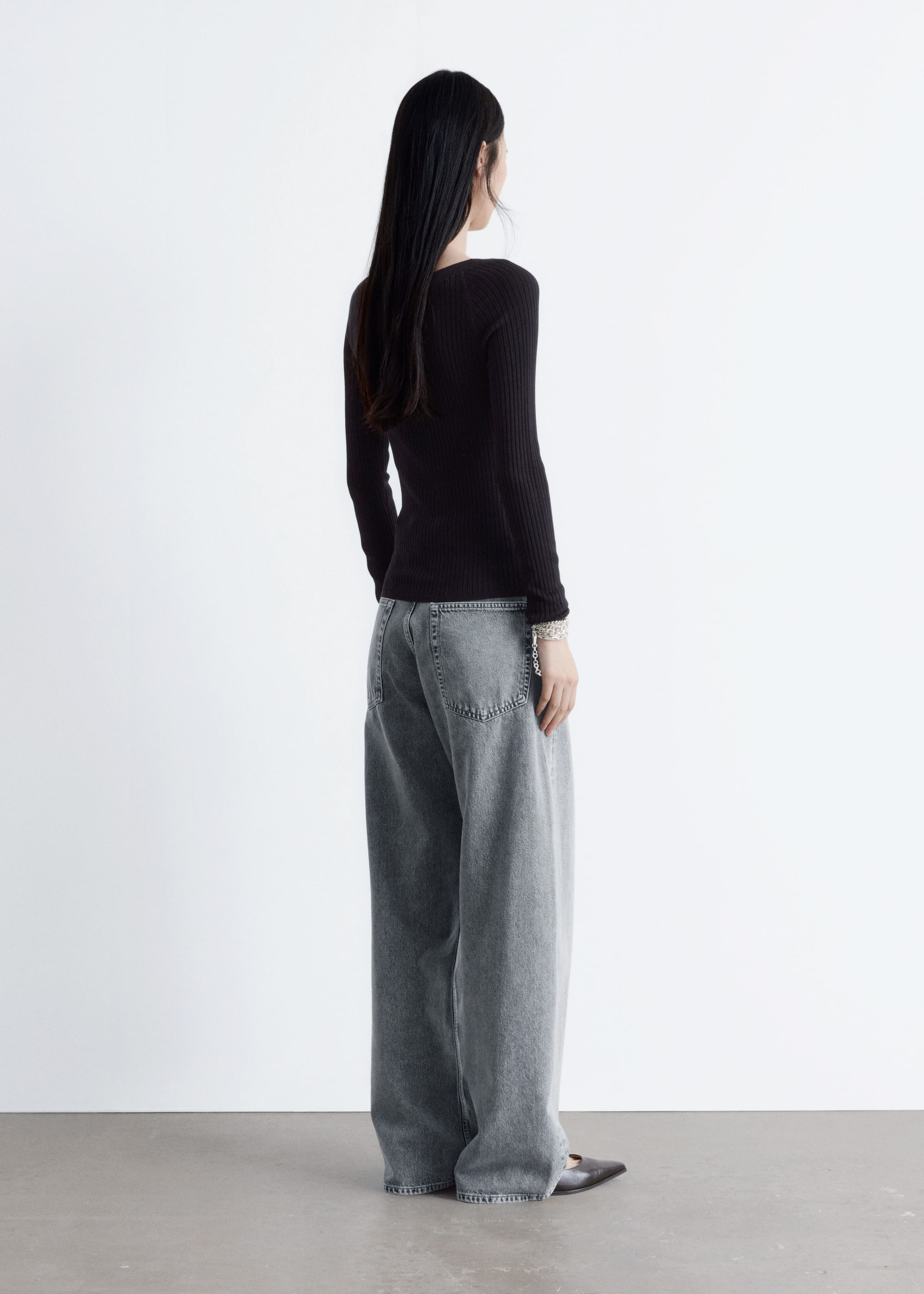 Image of Boat-Neck Rib-Knit Top