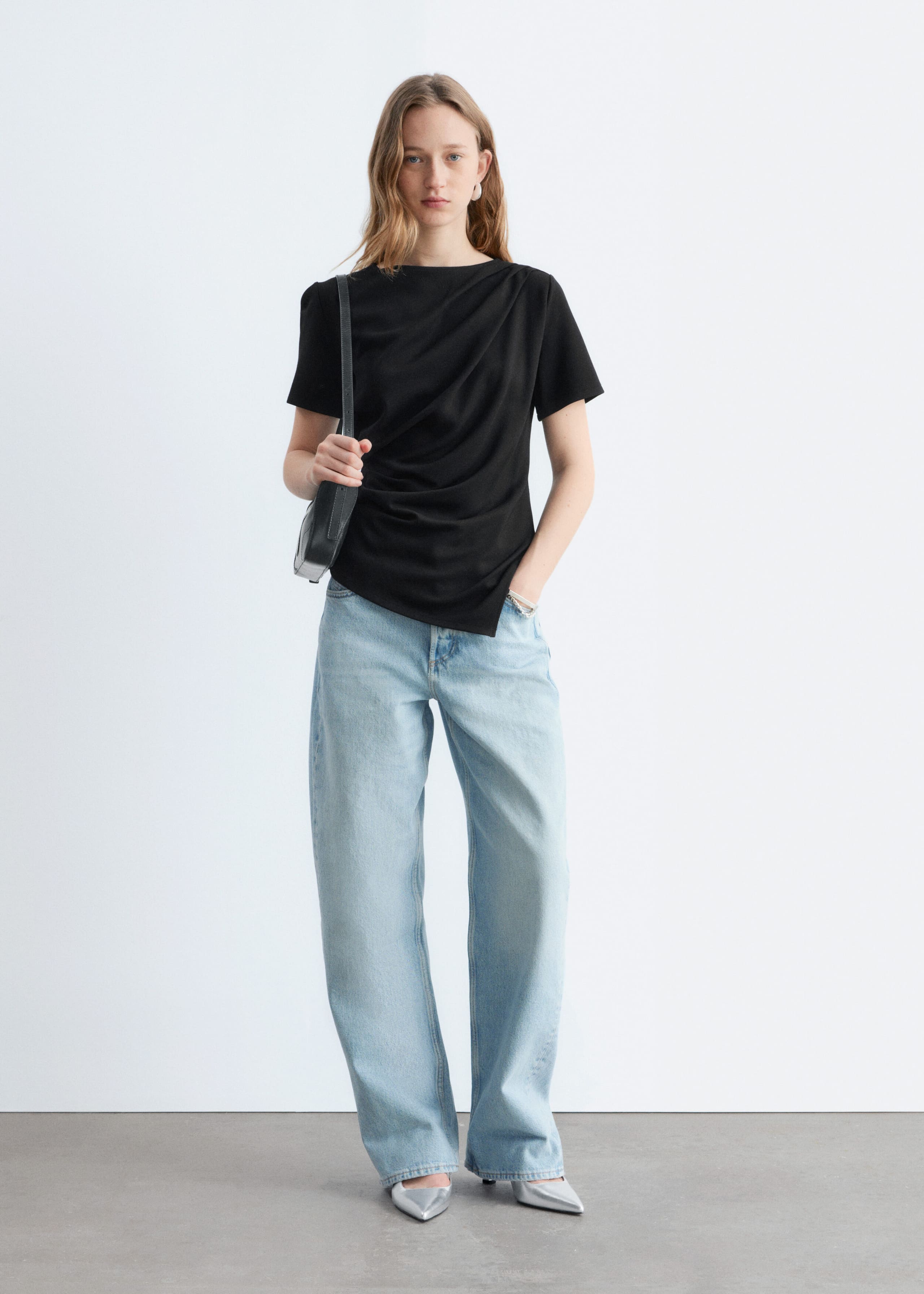 Image of Draped Asymmetric T-shirt