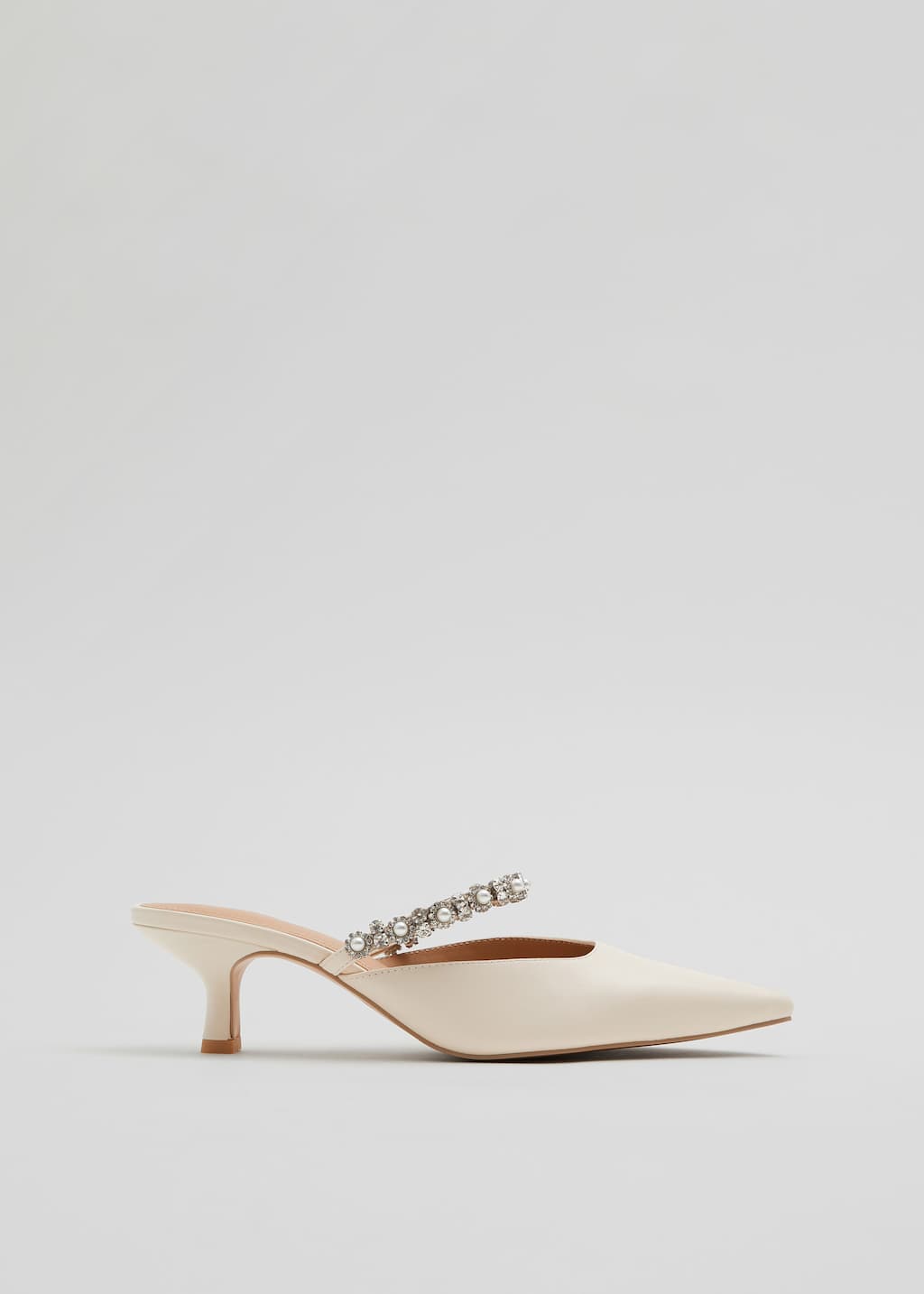 Mules à bouts pointus ornées de strass - Couleur crème - Still Life