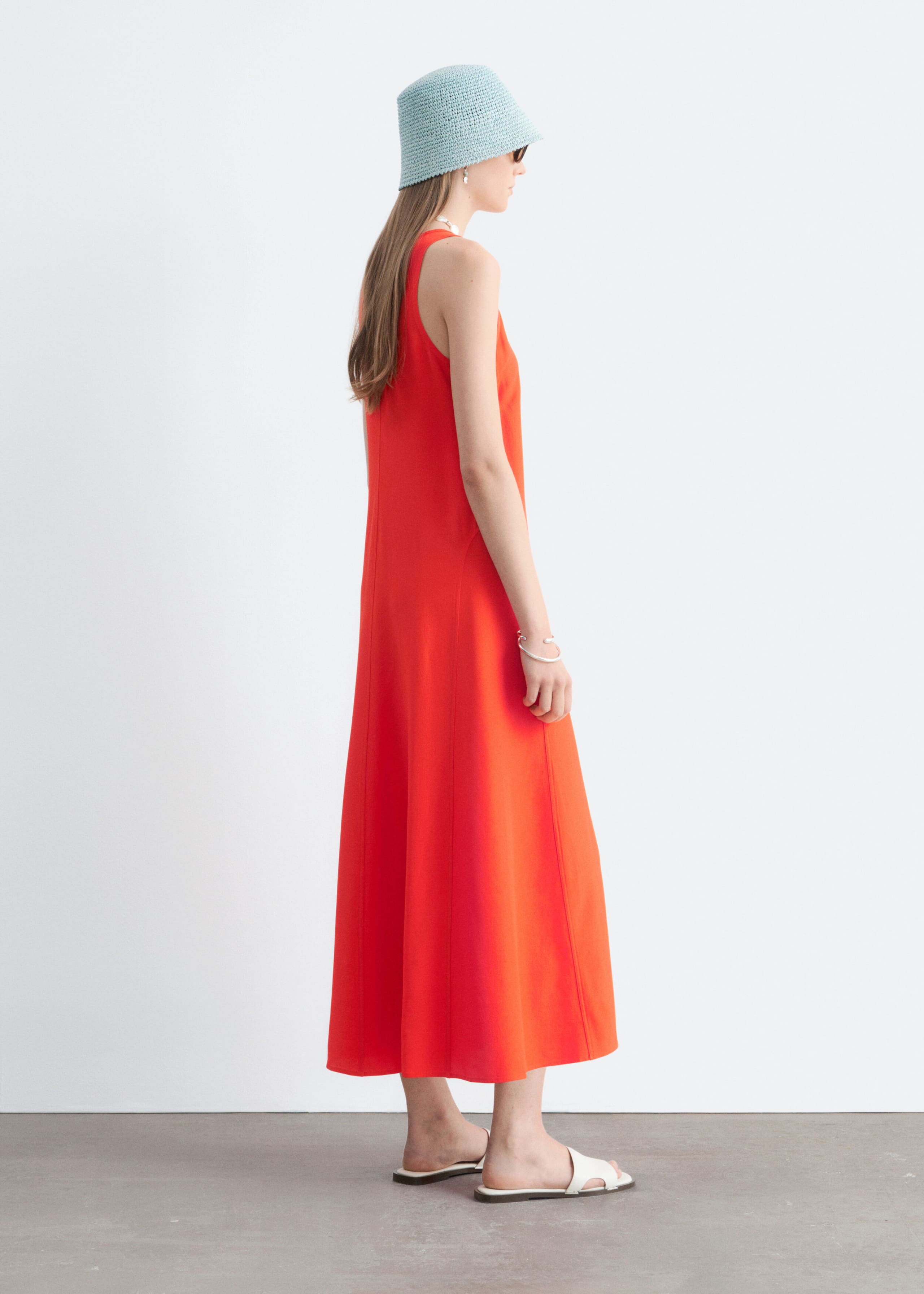 Scoop-Neck Midi Dress - Light Yellow - Lookbook