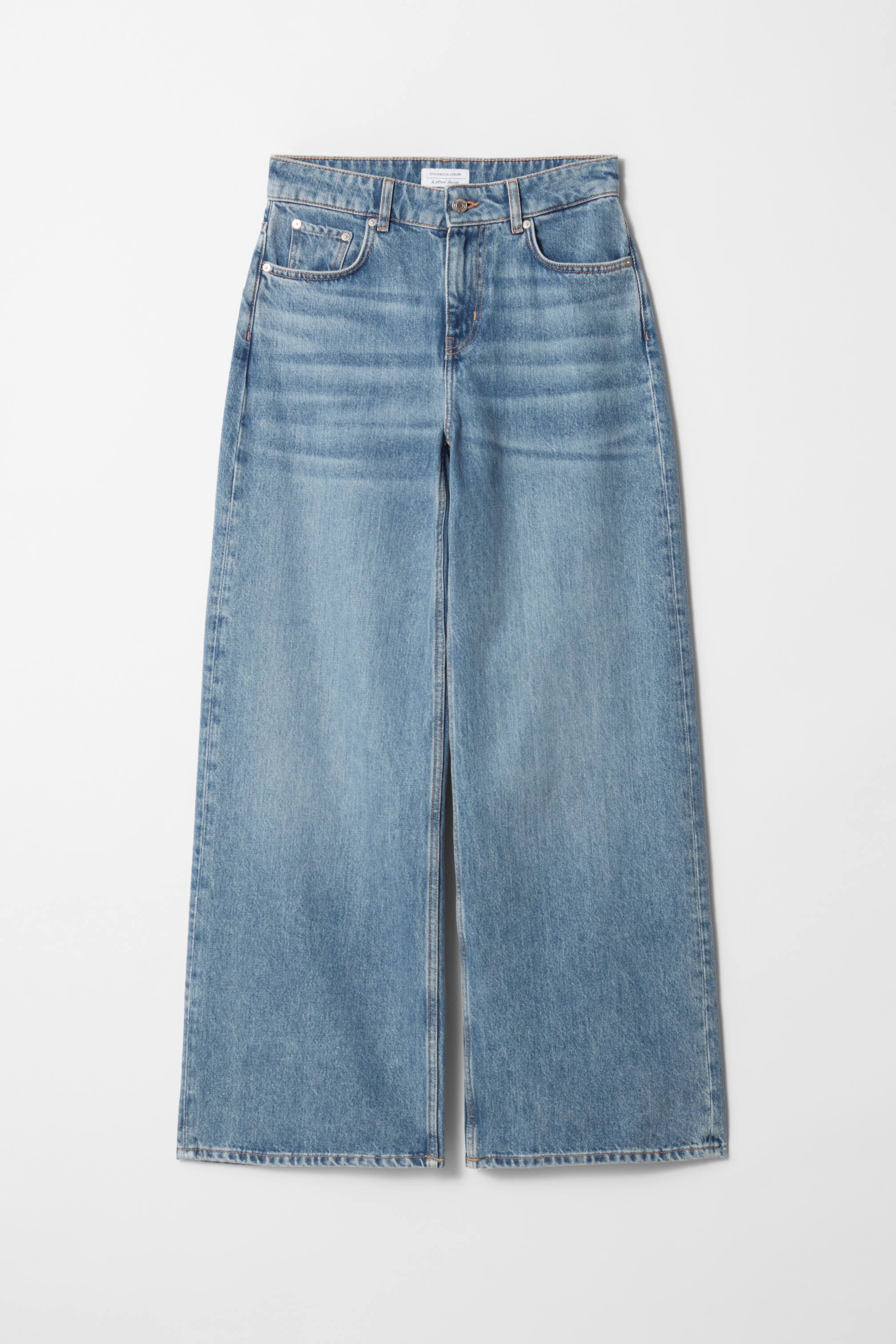 הצגת תמונה גדולה יותר: Wide Long Jeans - Mid Blue - Ladies | H&M IL 1