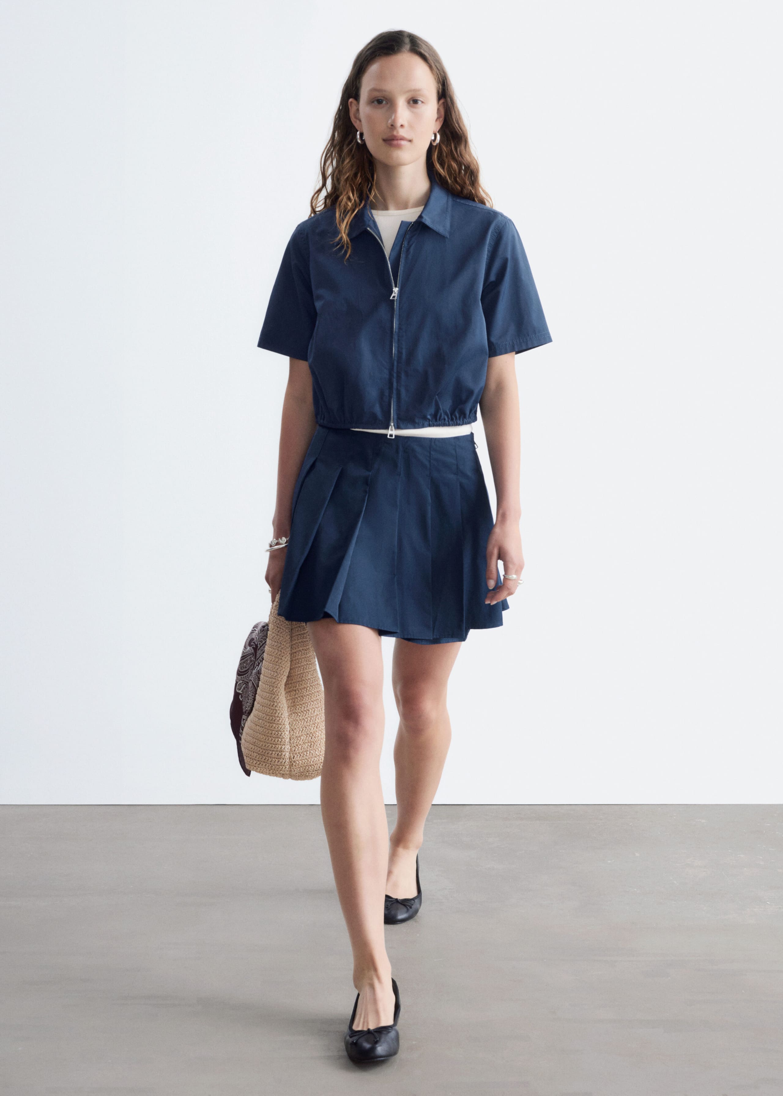 Zip Front Collar Shirt - Dark Blue - Still Life
