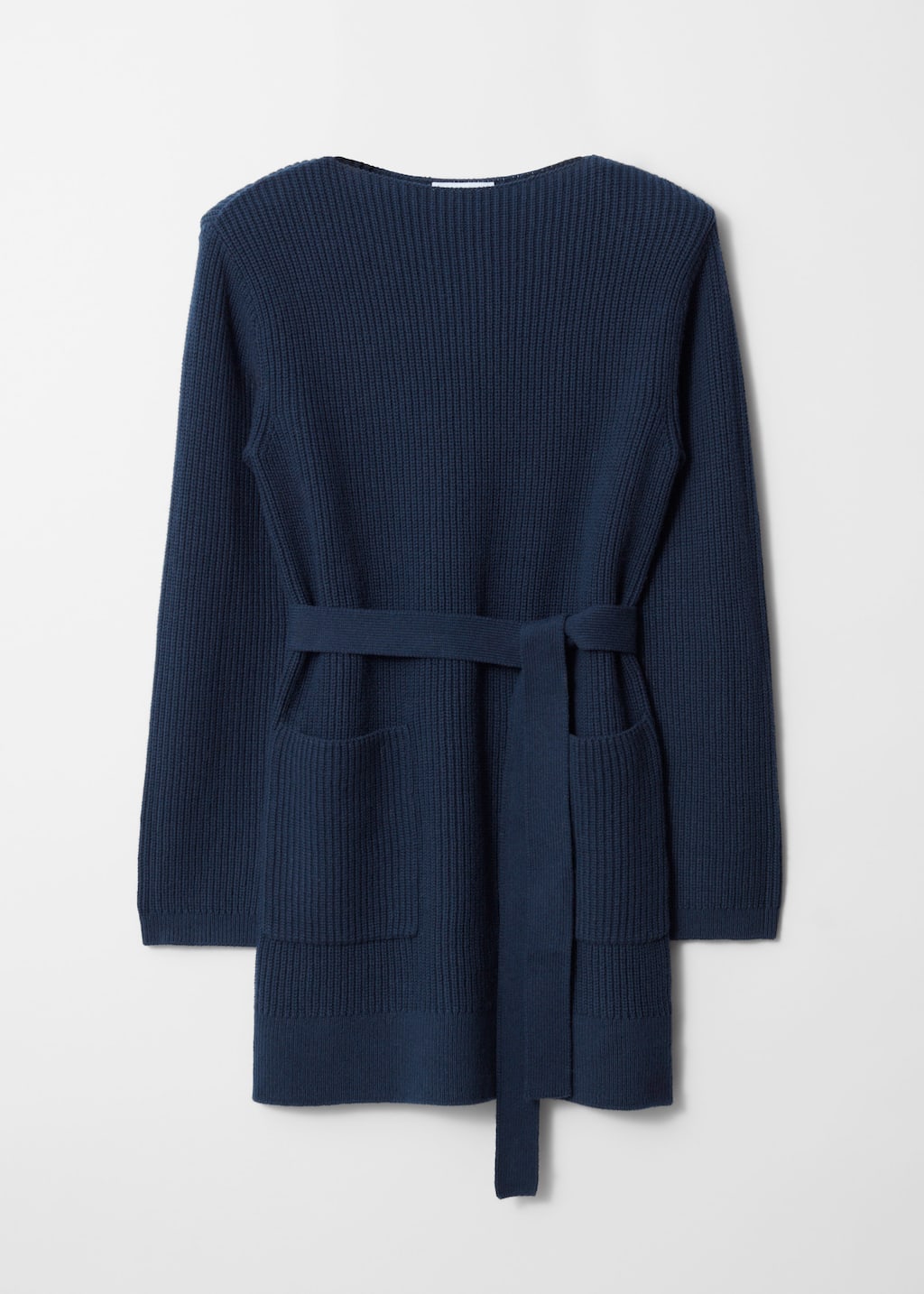 Image of Robe courte en laine ceinturée