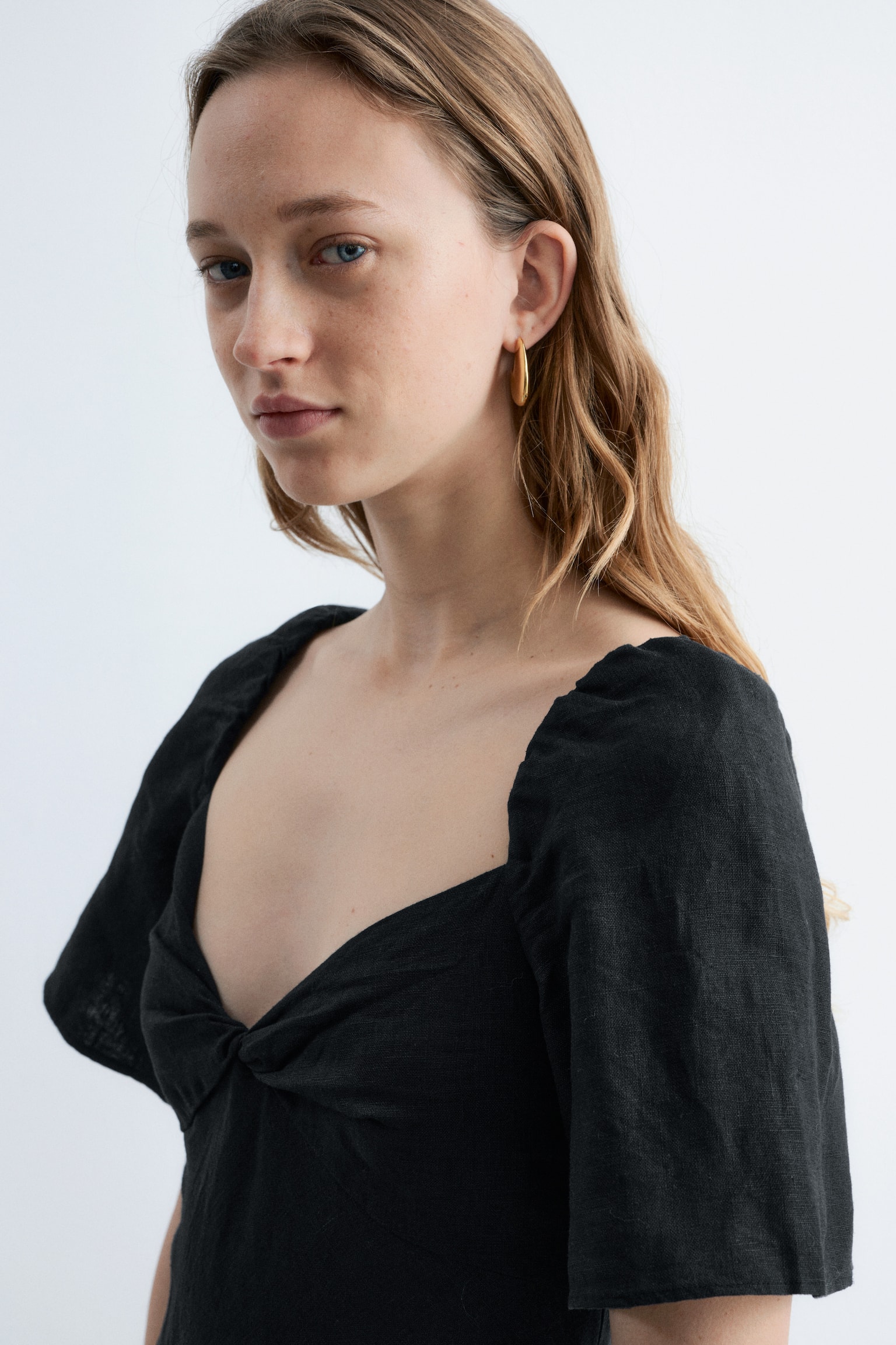 Linen Midi Dress - Nero - 7