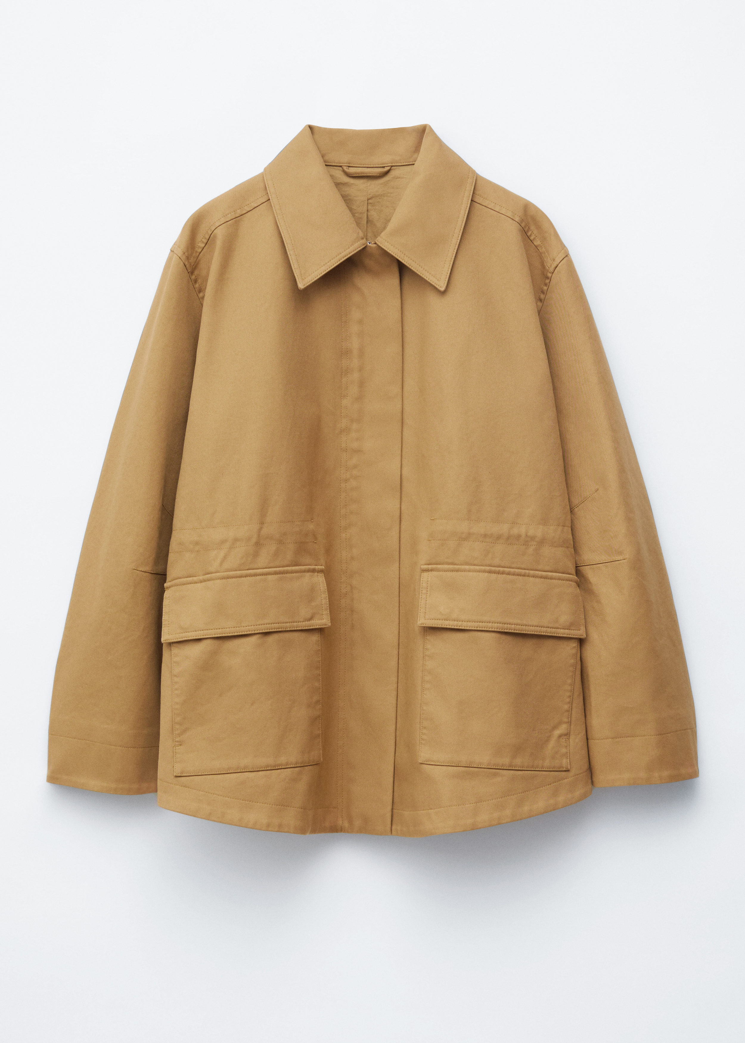 Oversized Drawstring Utility Jacket - Mustard Yellow - Jackets