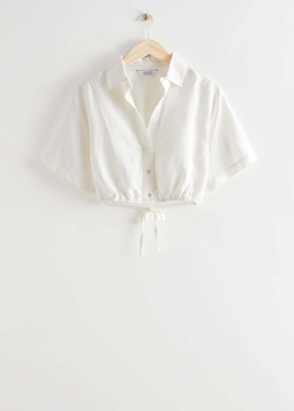 Buttoned Crop Top - White - Bodegón