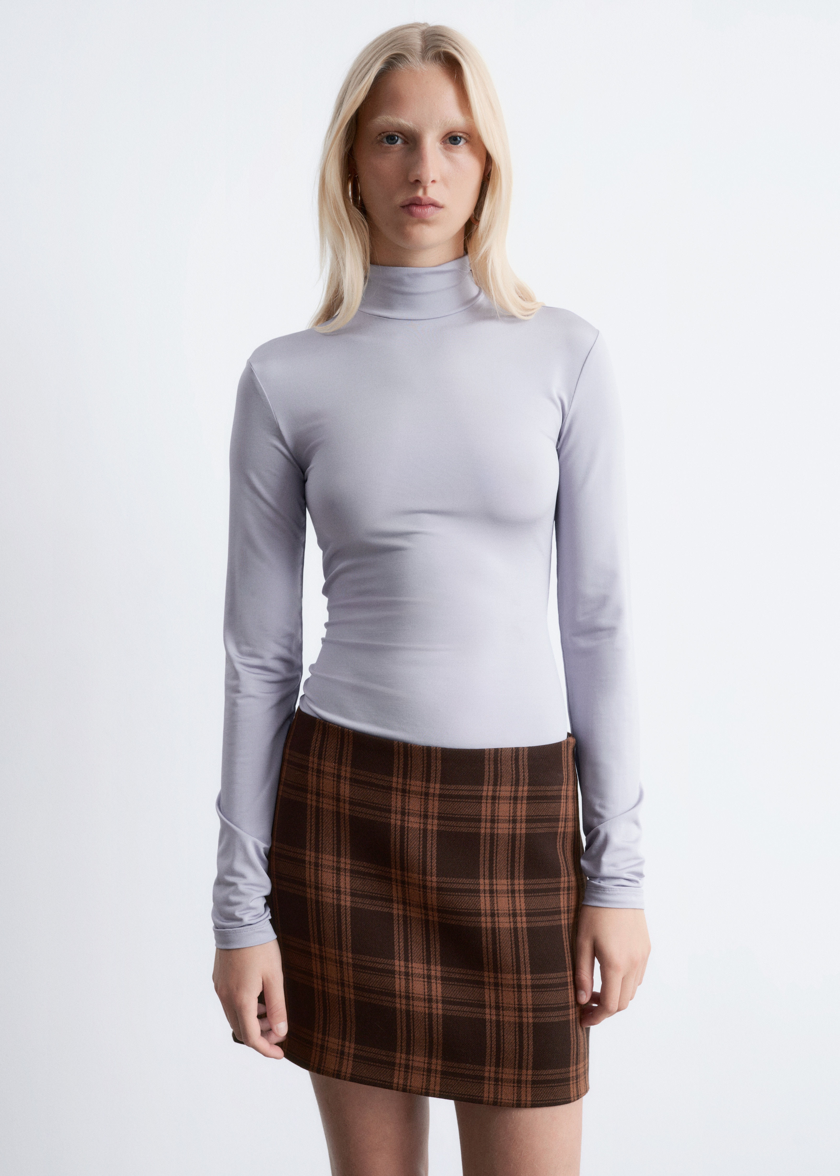 Fustă Mini în Carouri - Brown Checked