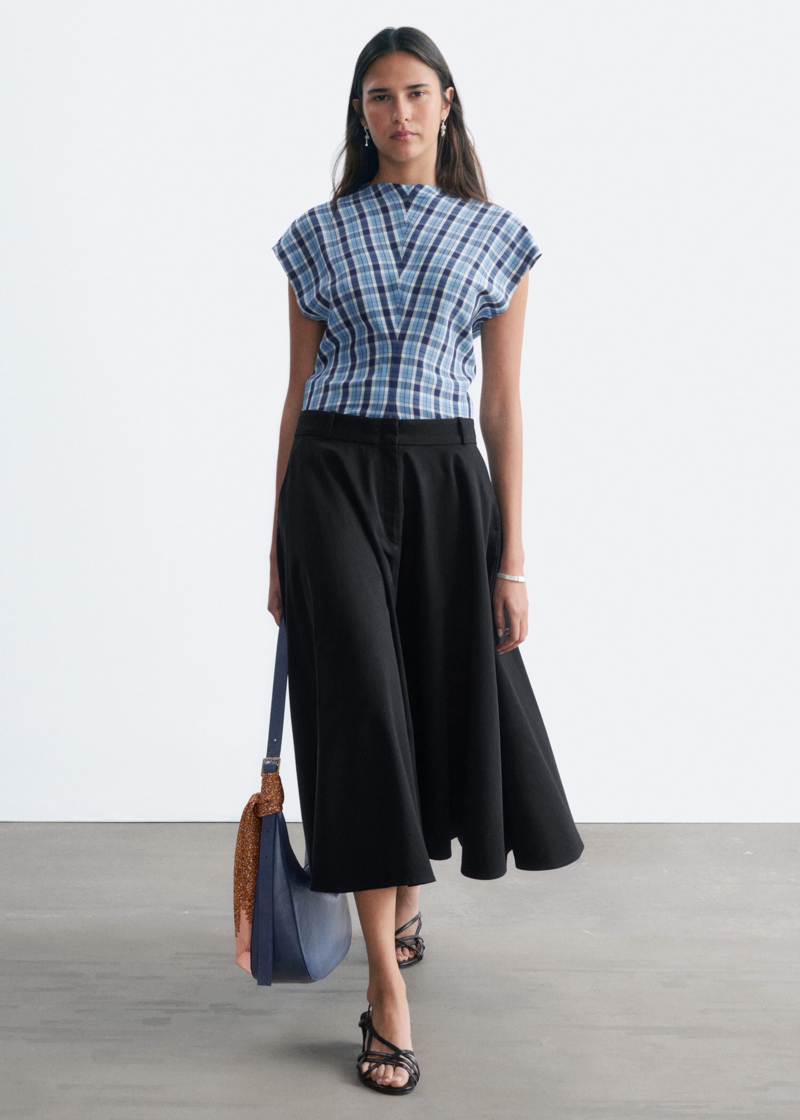 Jacquard-Oberteil mit Tunnelkragen - Hellblau/Kariert - Lookbook