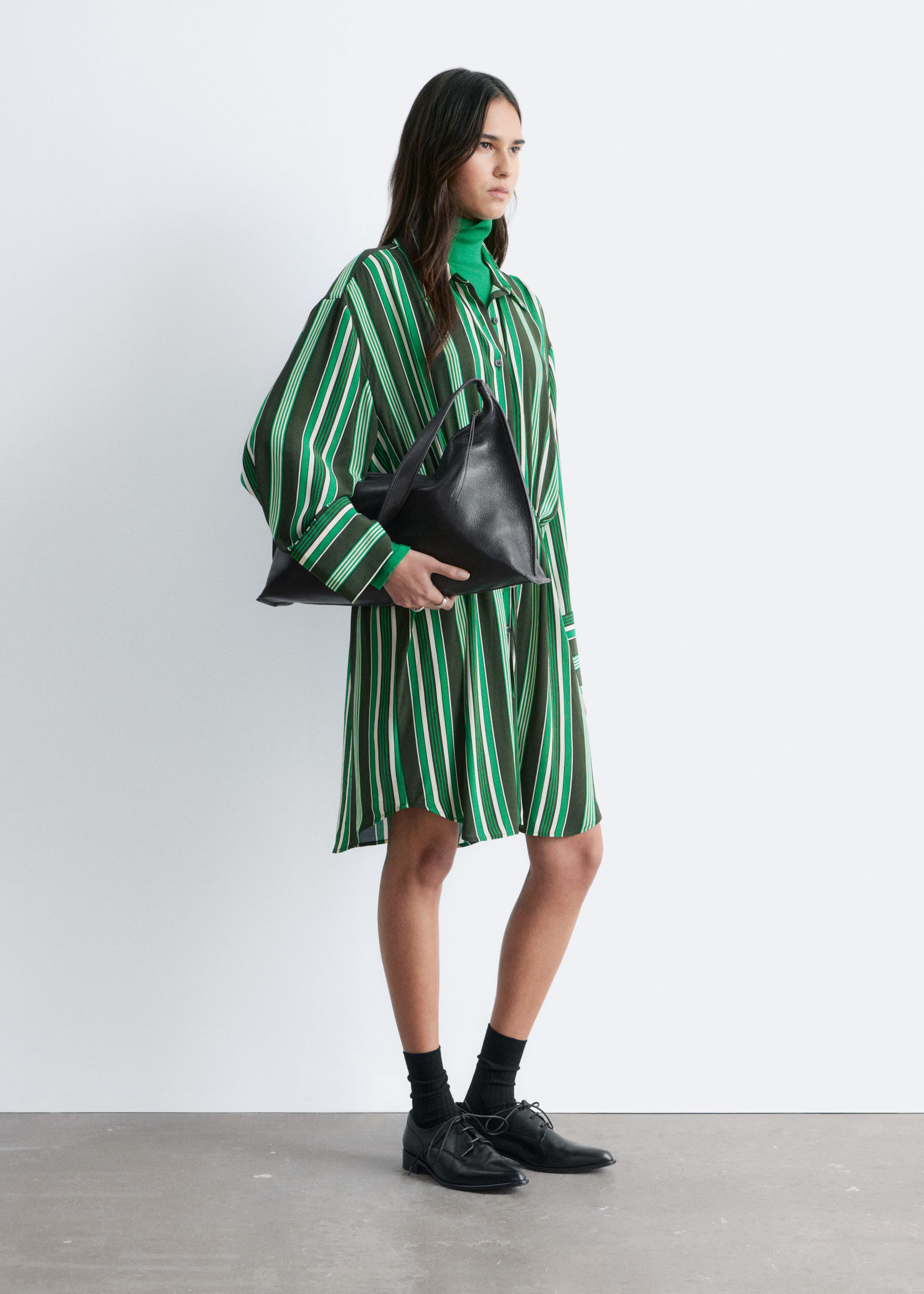 Image of Oversized Drawstring Shirt Dress