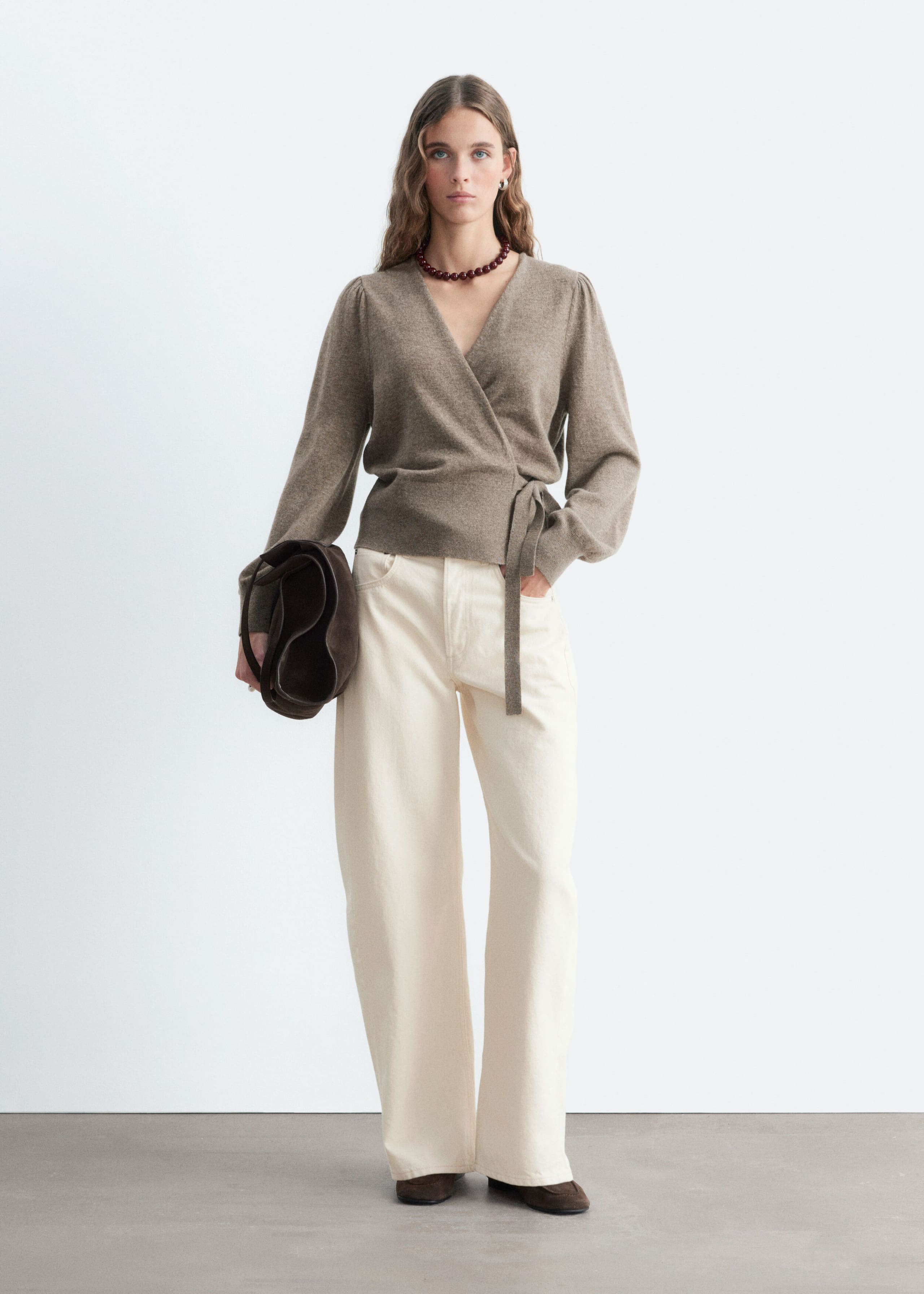 Merino Wrap Cardigan - Blue Melange - Lookbook