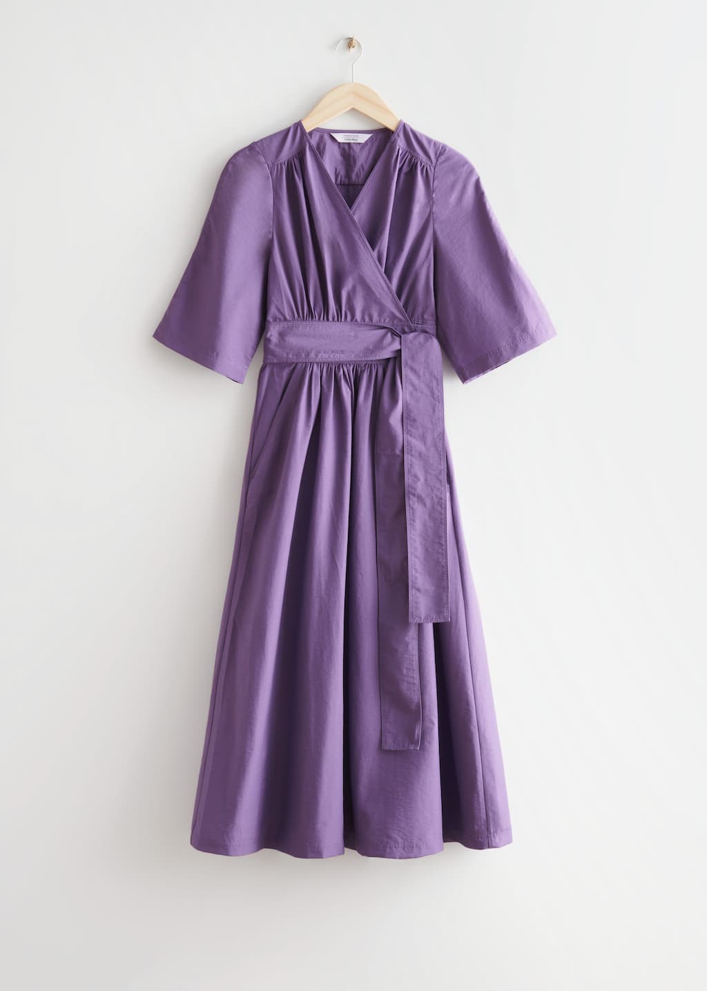 Voluminous Midi Wrap Dress - Purple - Bodegón