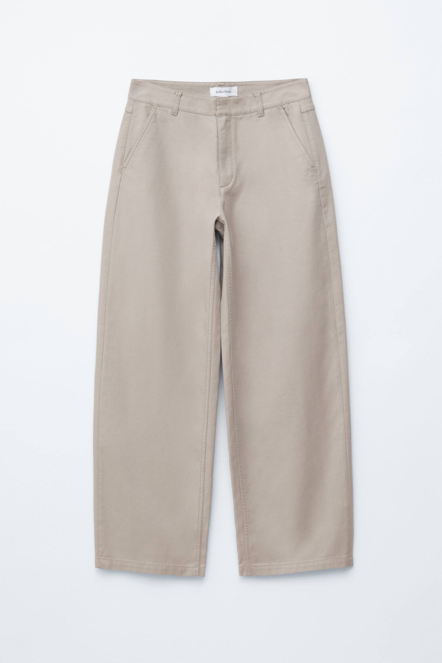 Széles szárú twill nadrág - Világos szürkésbézs - 1