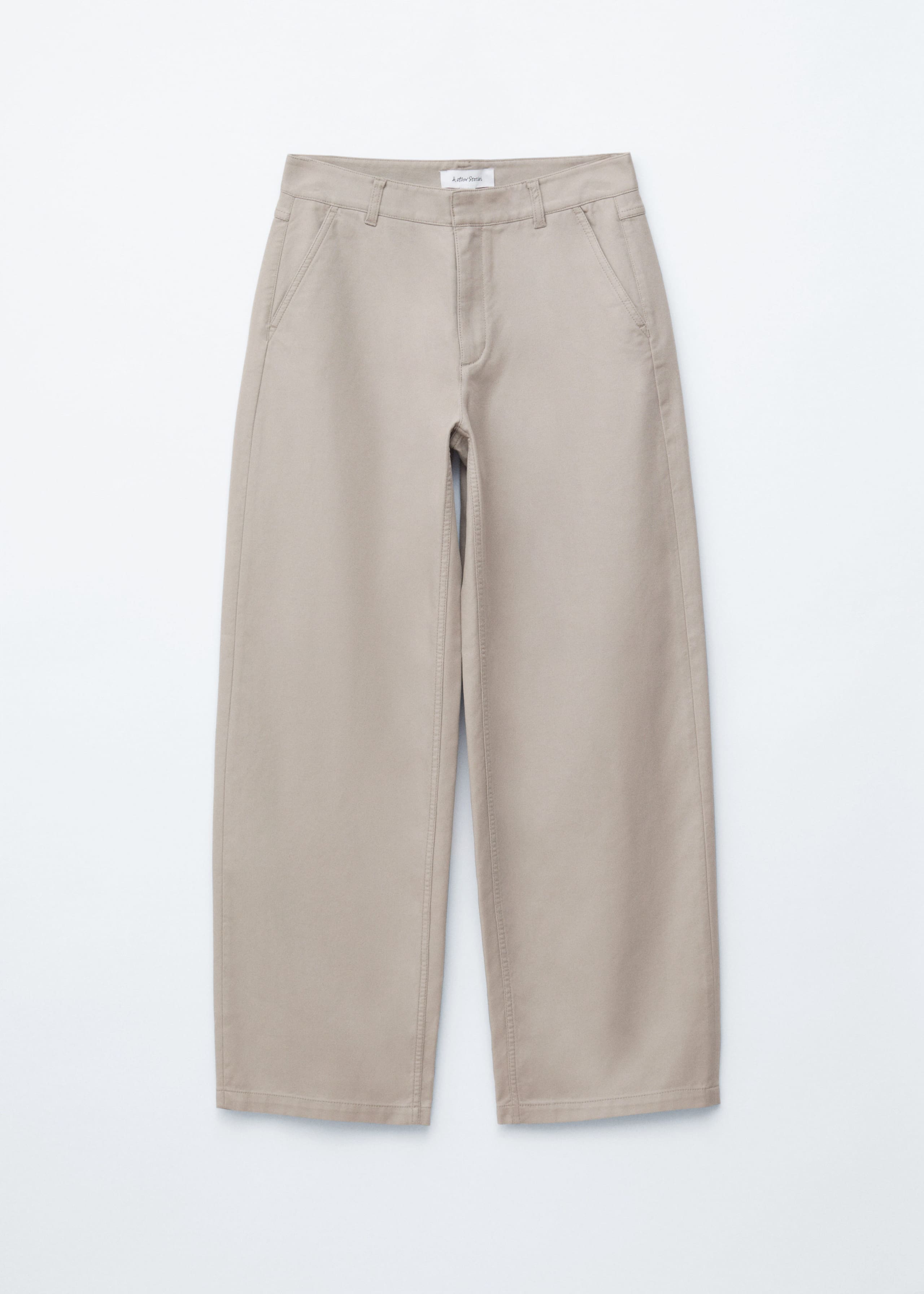 Image of Wide-Leg Twill Trousers