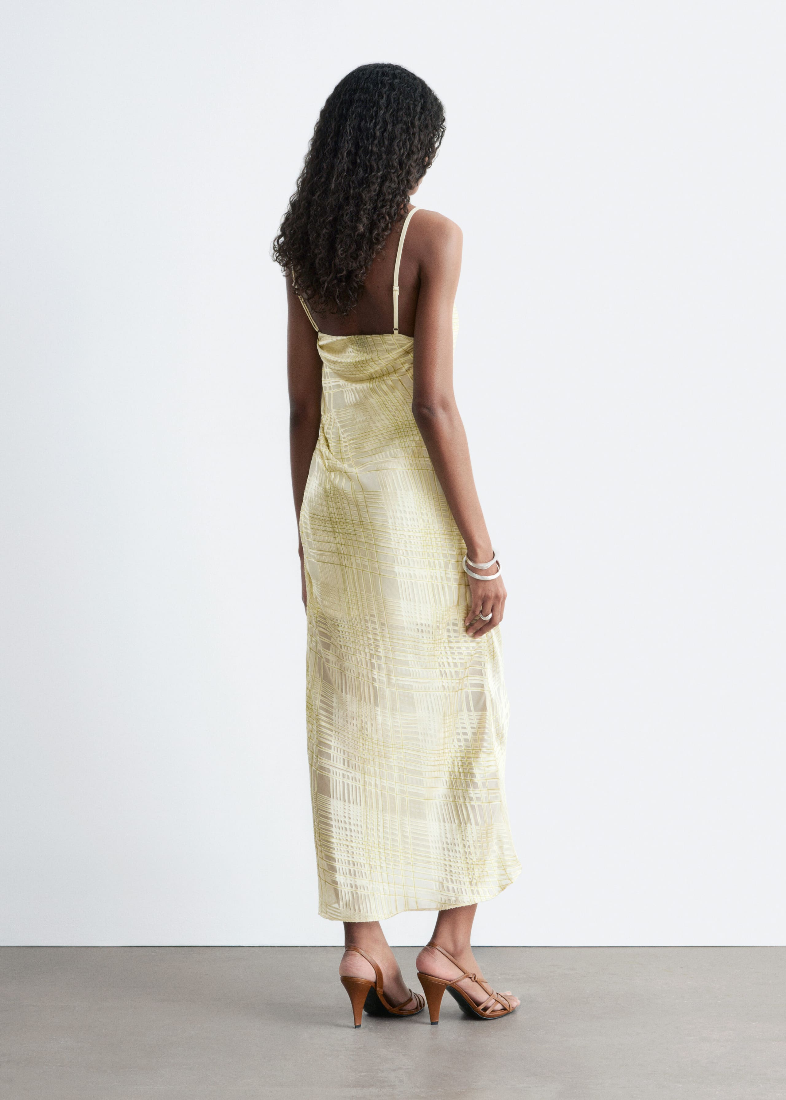 Image of Cowl-Neck Jacquard Midi Dress