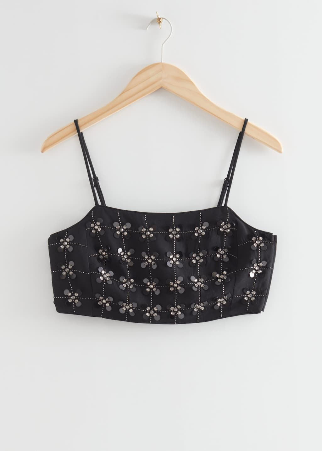 Cropped Embroidered Party Top - Black - Still Life